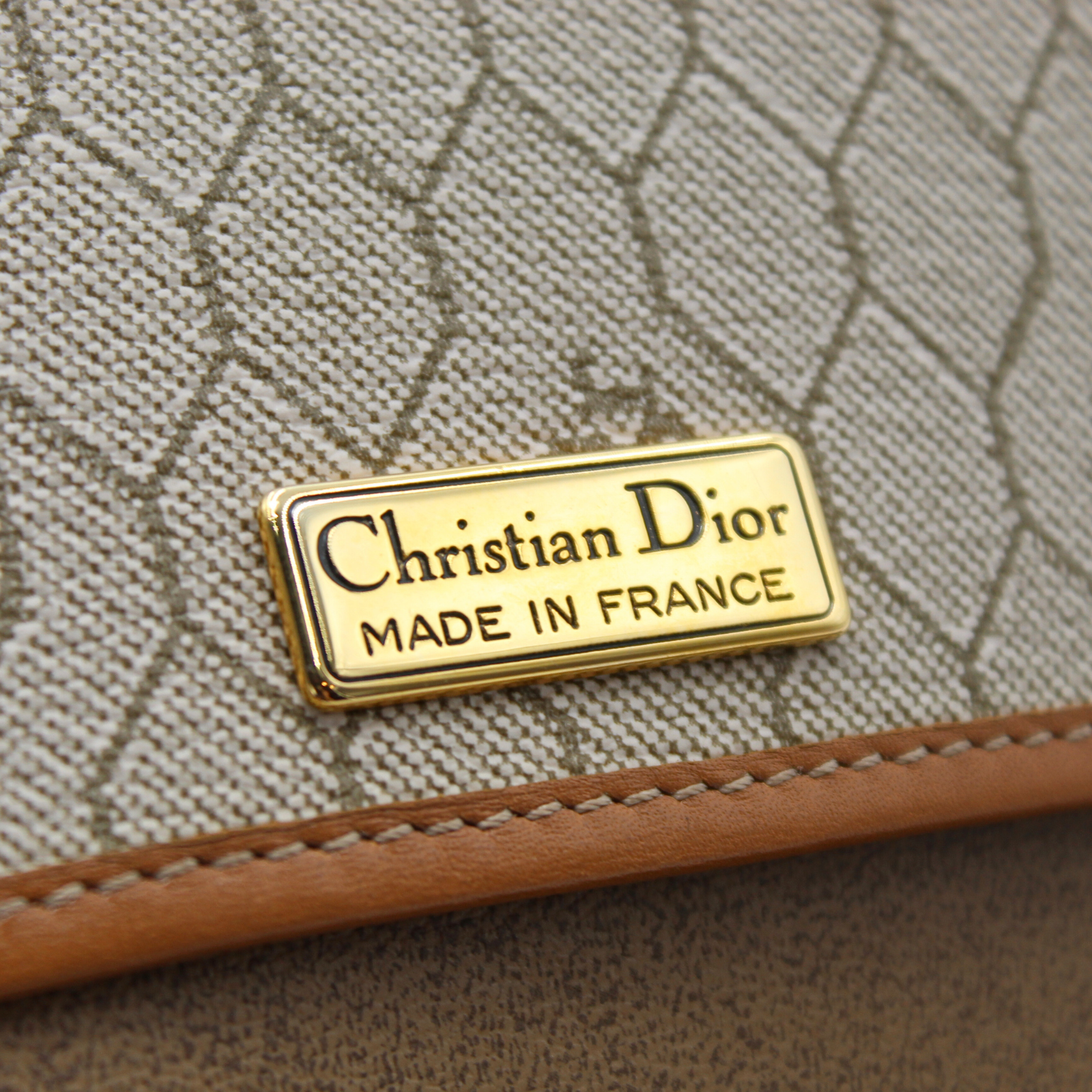 Honeycomb Coated Canvas Beige Shoulder Bag