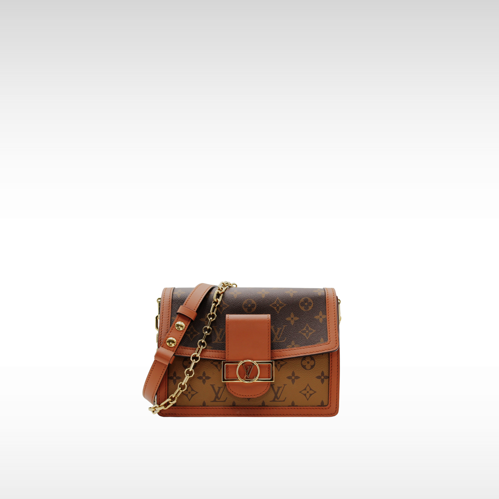 Dauphine MM Monogram Reverse Coated Canvas Marron Shoulder Bag