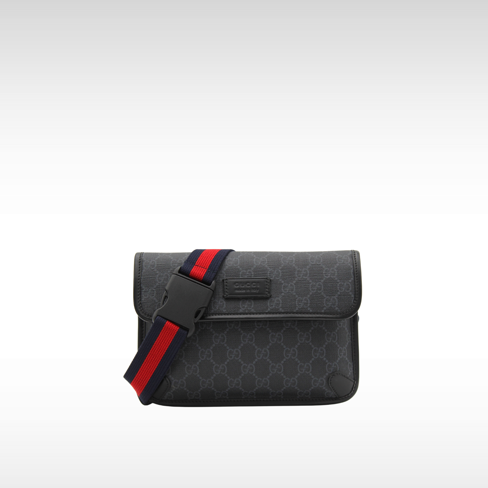 GG-Supreme Coated Canvas Black Belt Bag