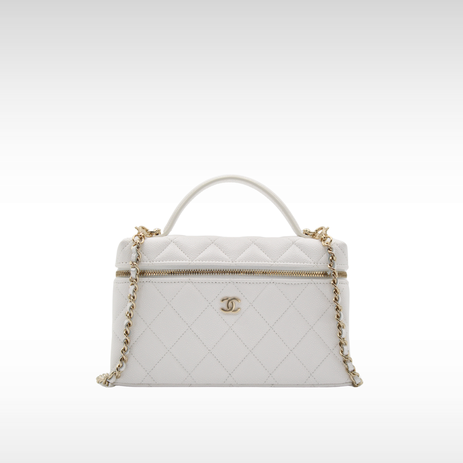 Vanity With Chain Caviar White Handbag