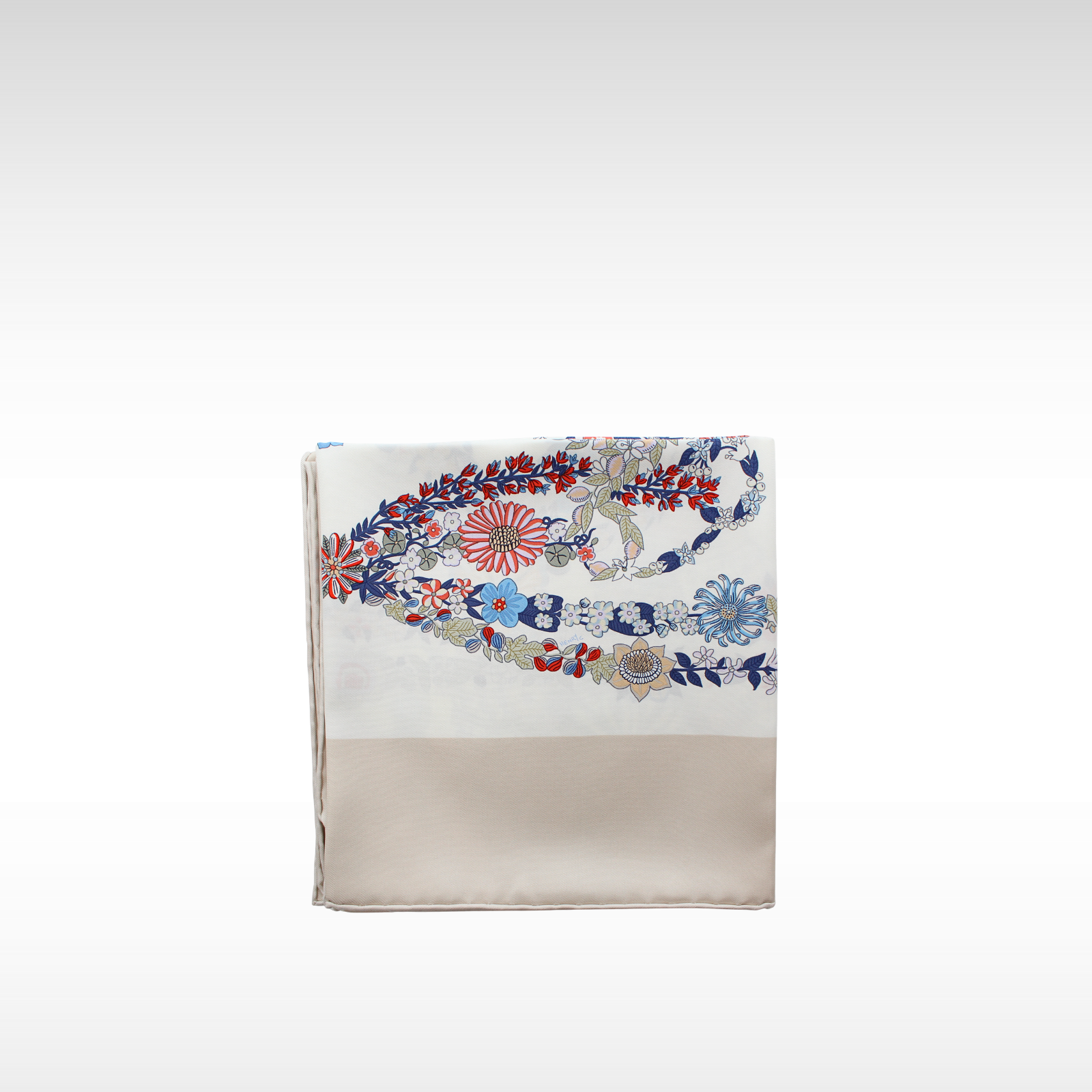 Carre 90 Brides Des Gala Silk Beige Scarf