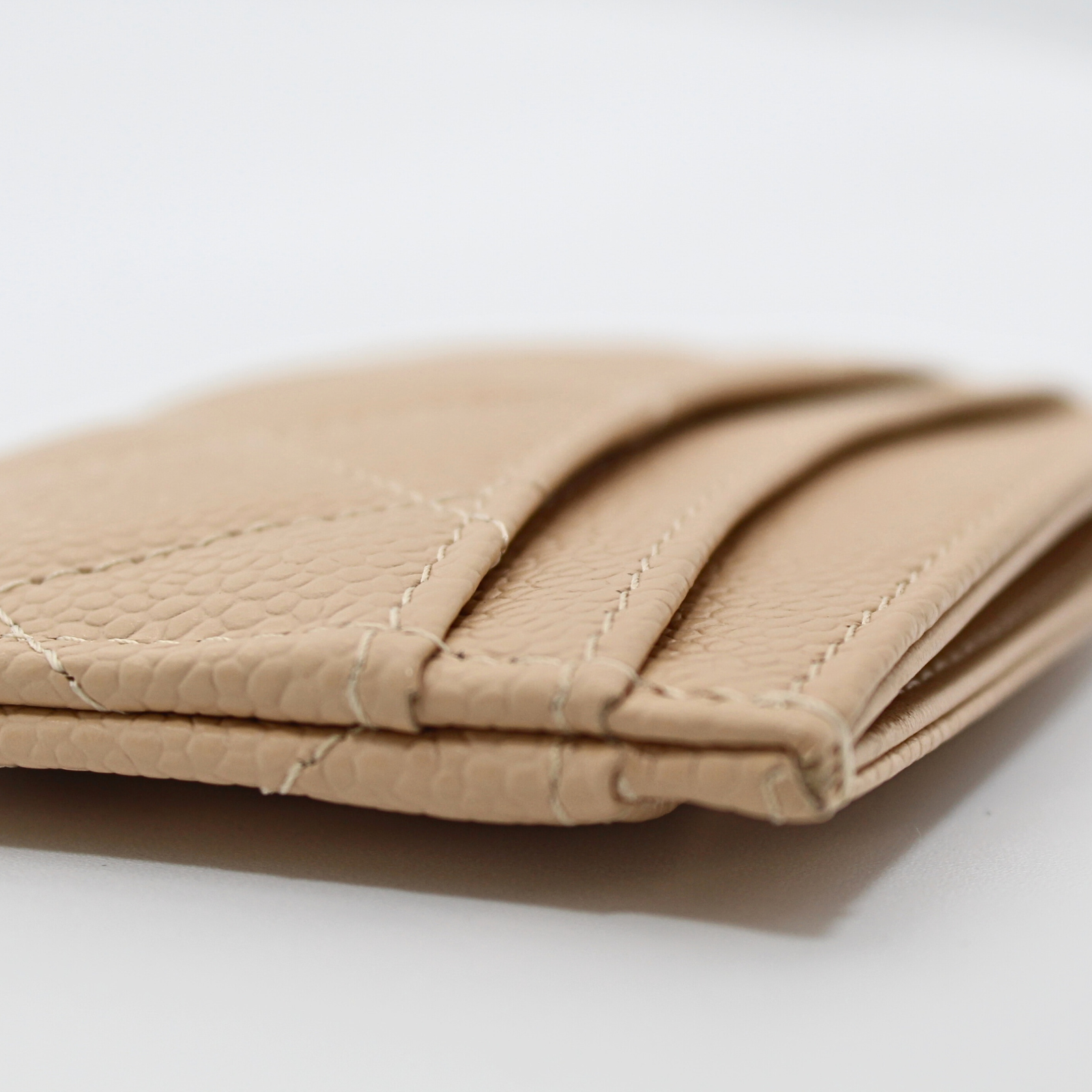 Classic Card Holder Caviar Beige Card Case