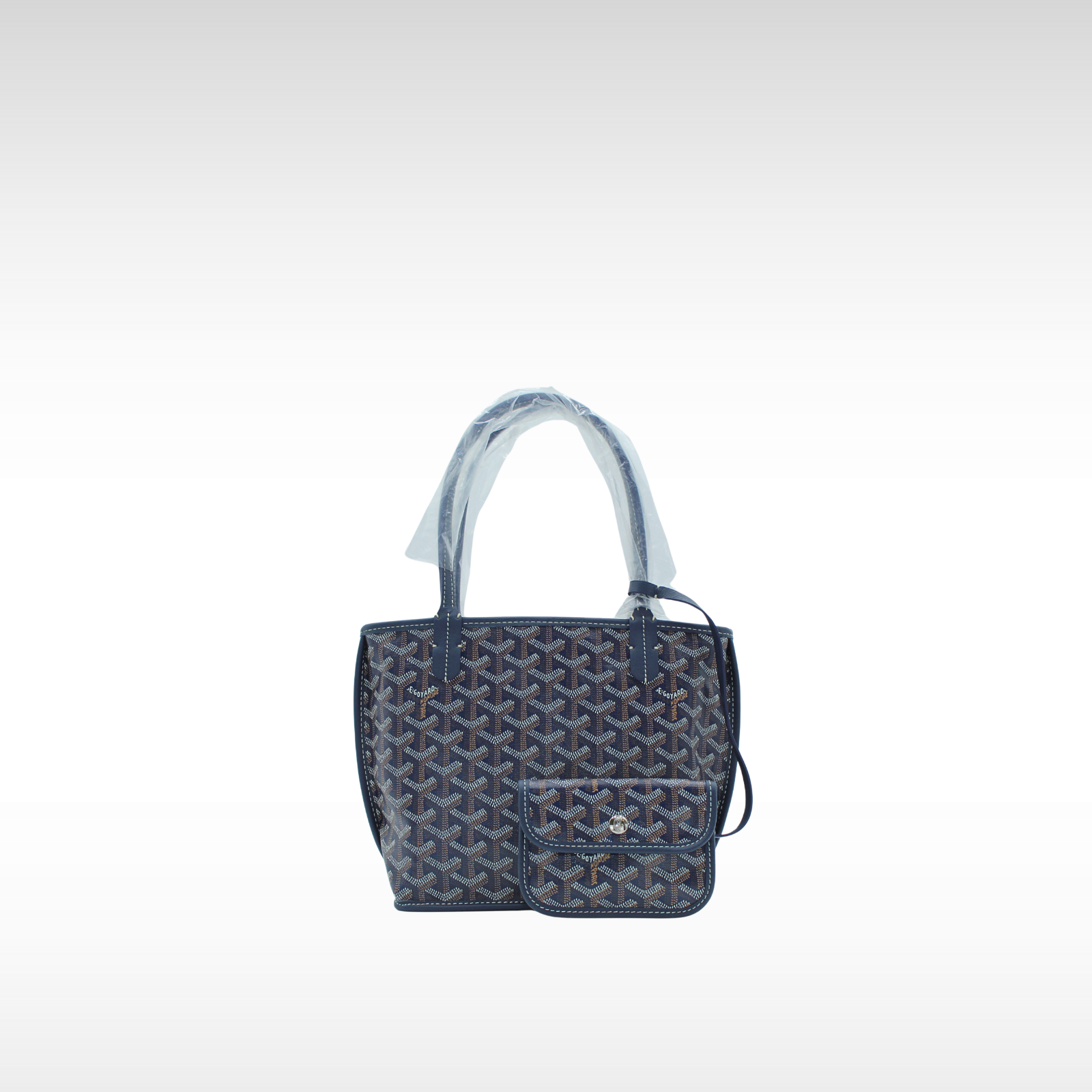 Anjou Mini Coated Canvas Navy Tote Bag