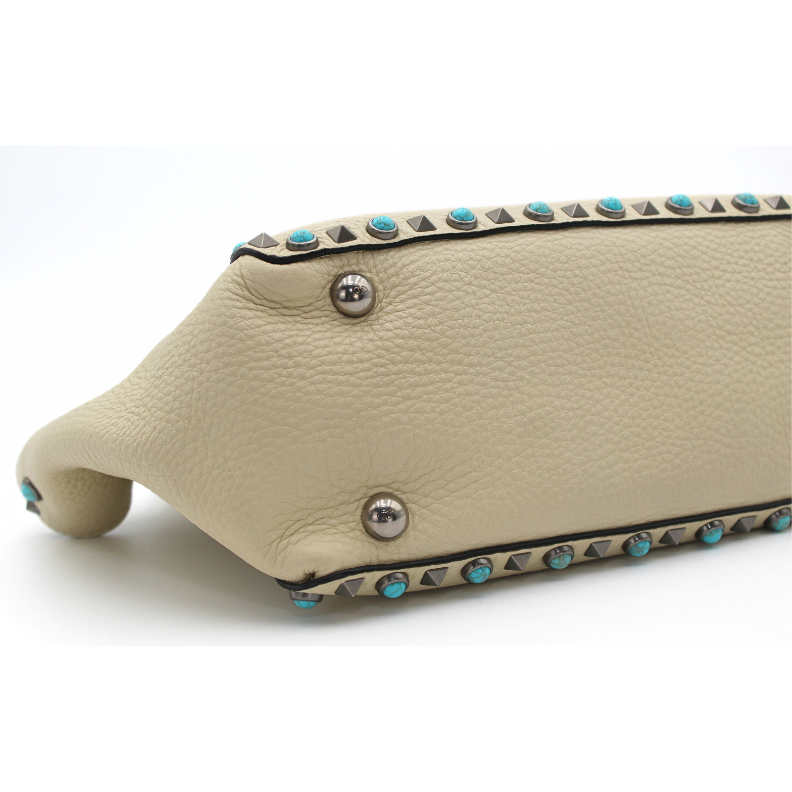 Rockstud Calf White Shoulder Bag