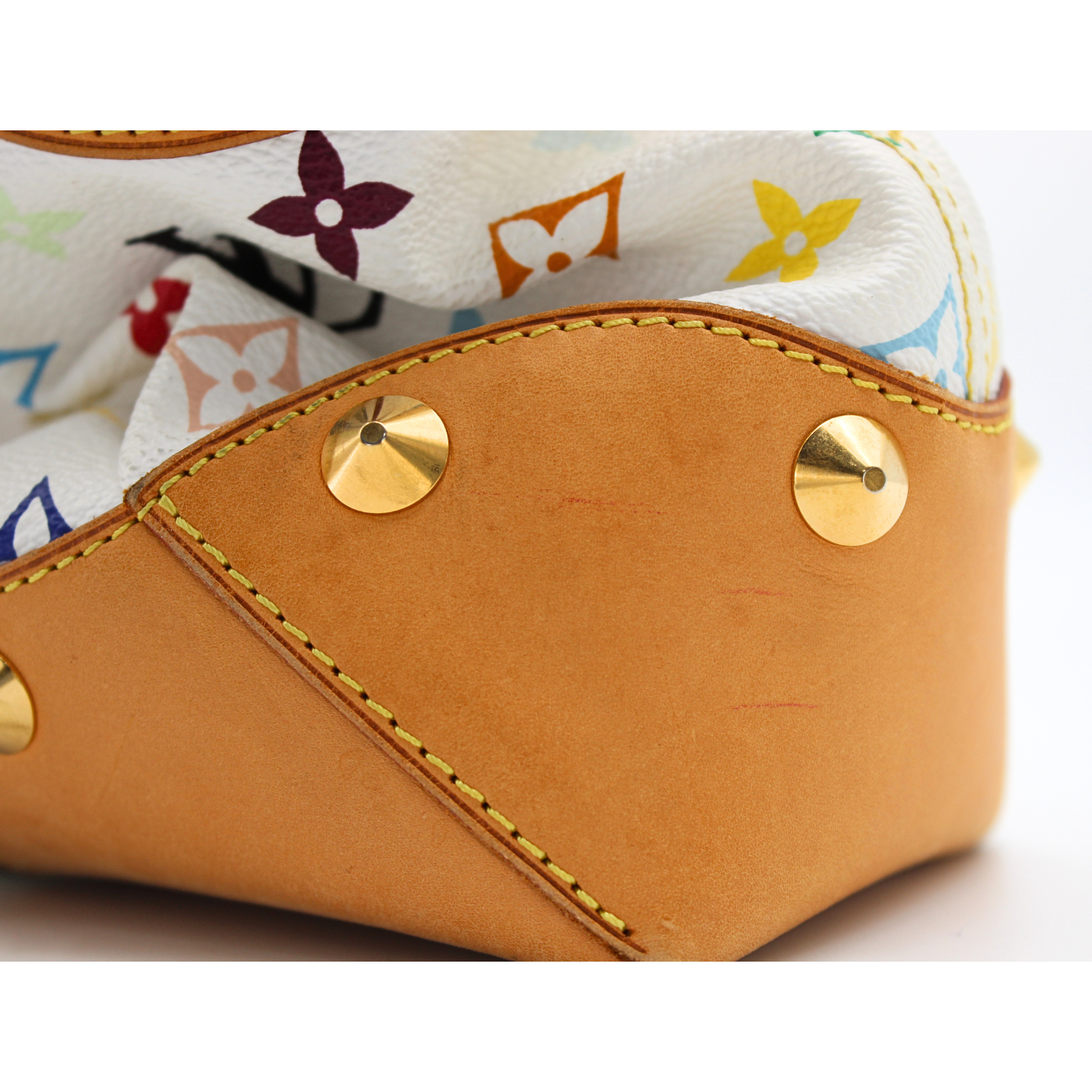 Judy MM Monogram Multicolor Coated Canvas White Handbag