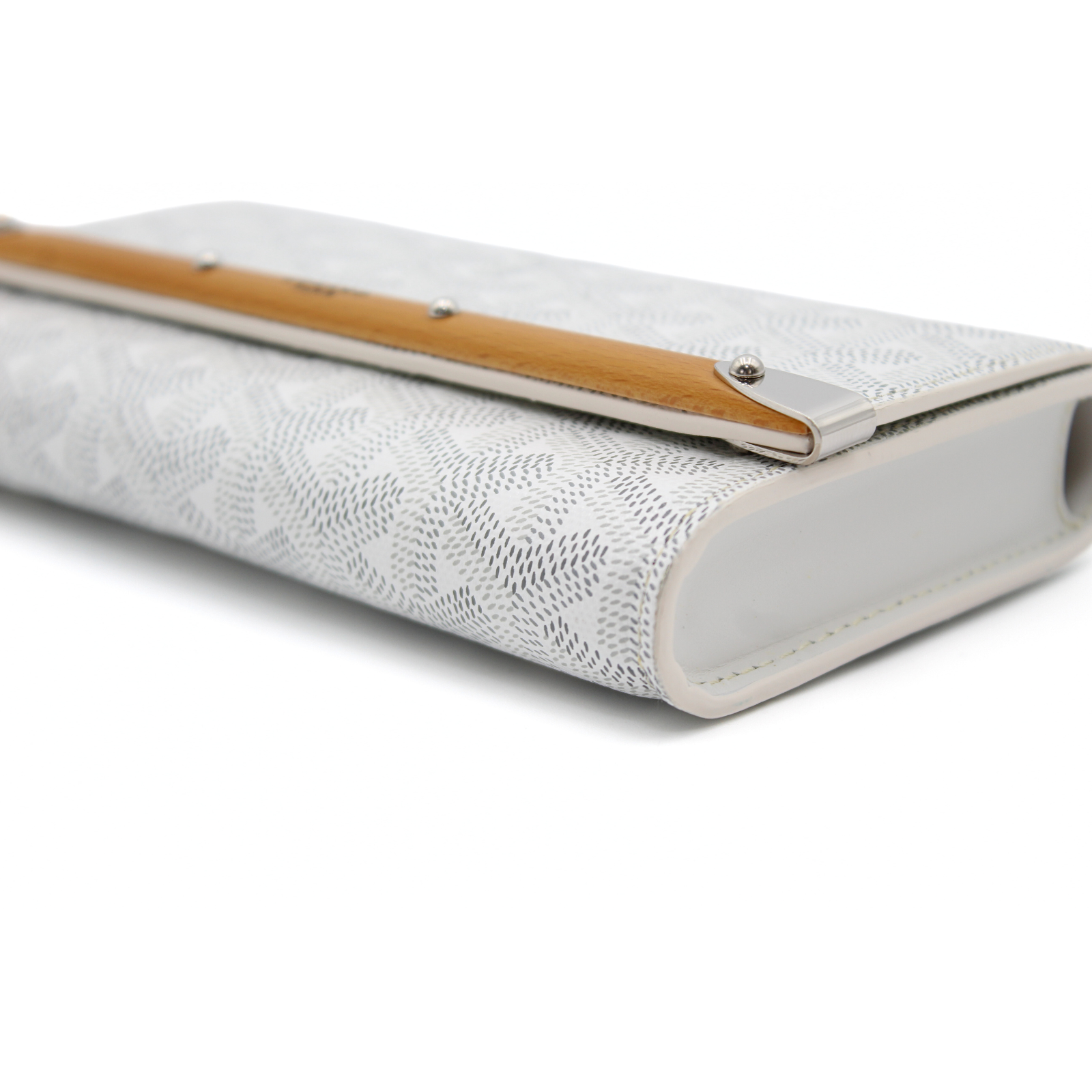 Monte-Carlo Mini Coated Canvas White Clutch Bag