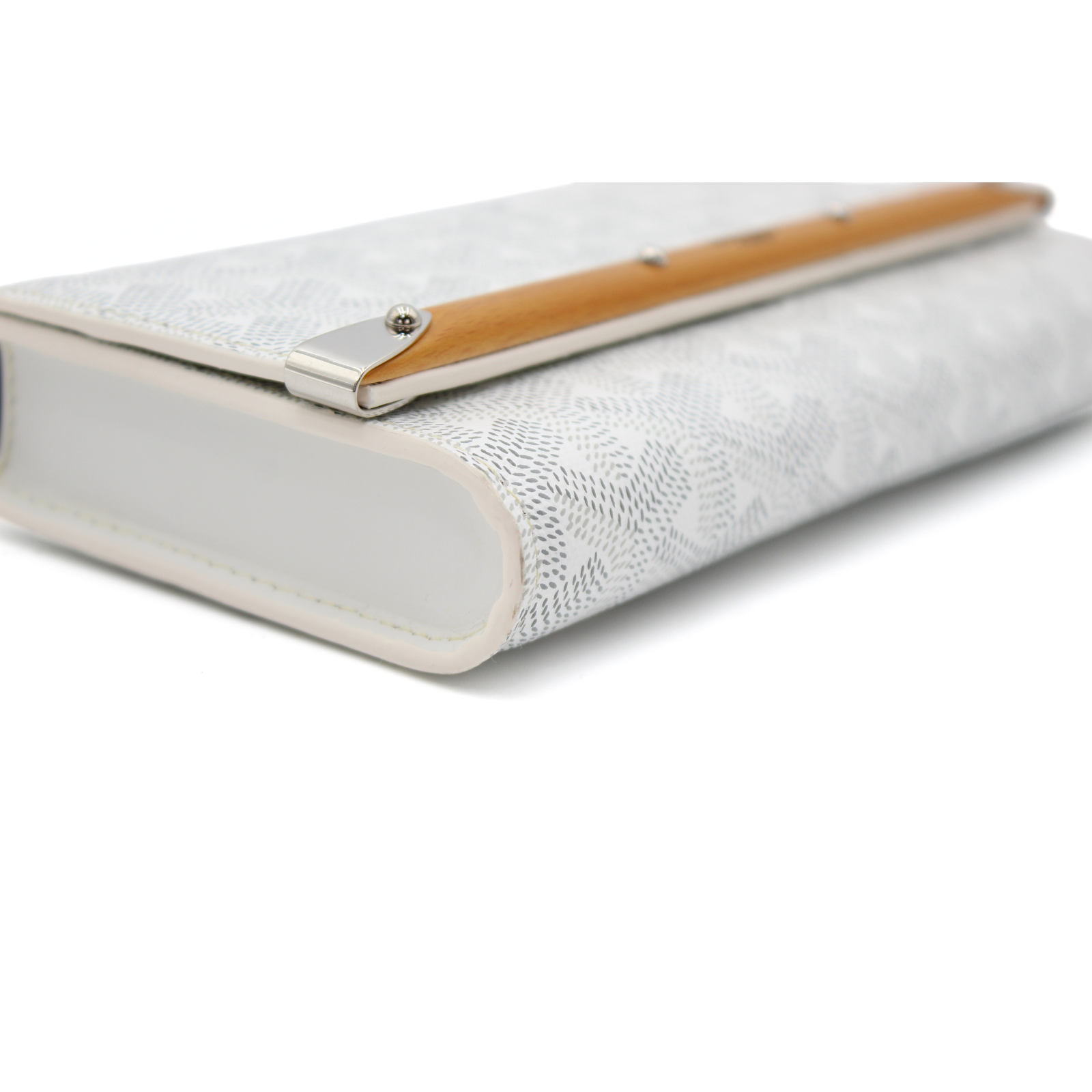 Monte-Carlo Mini Coated Canvas White Clutch Bag