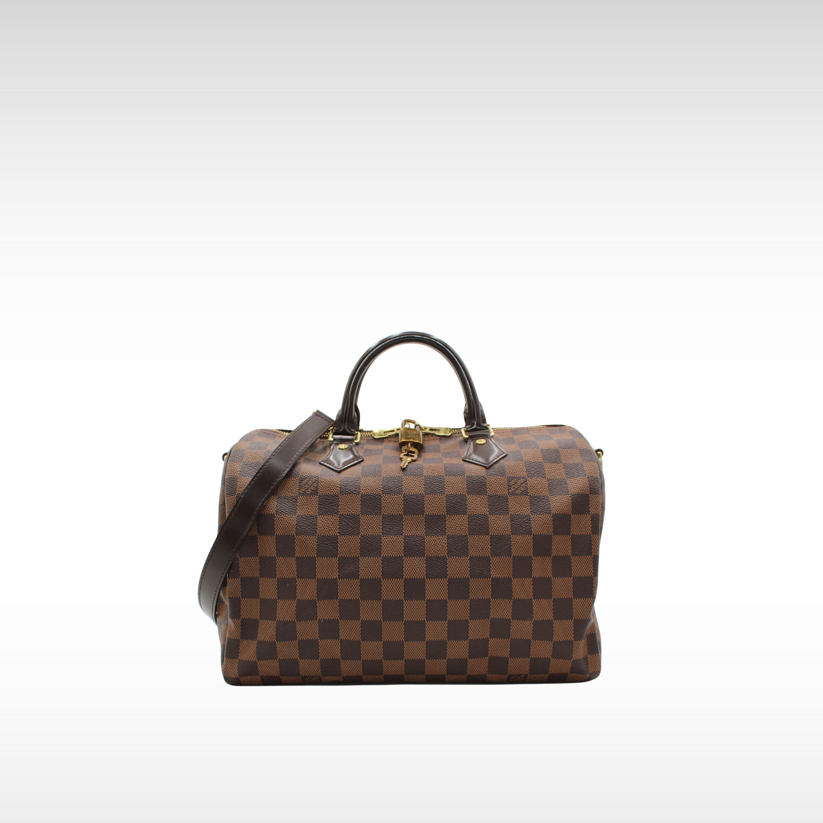 Speedy Bandouliere 30 Damier Coated Canvas Ebene Handbag