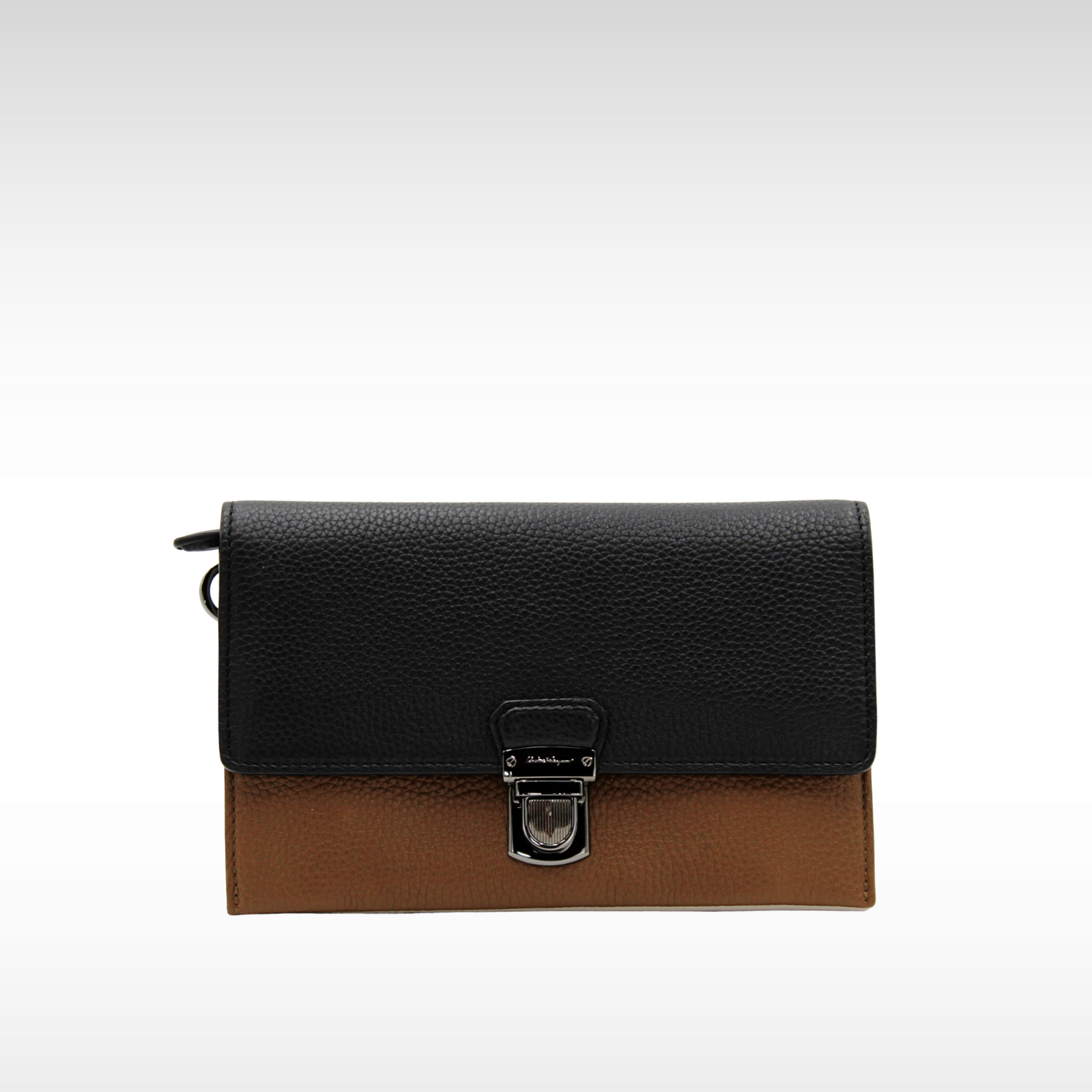 Calf Brown + Black Clutch Bag