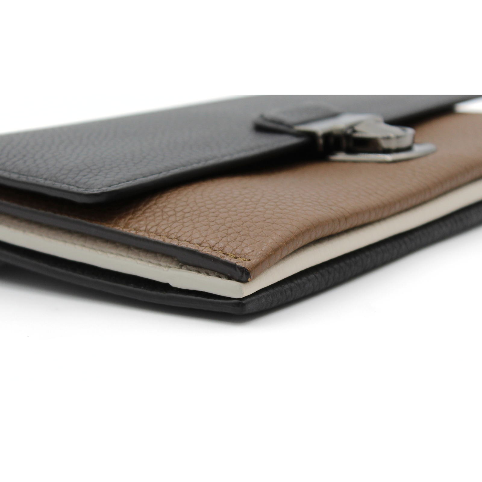 Calf Brown + Black Clutch Bag