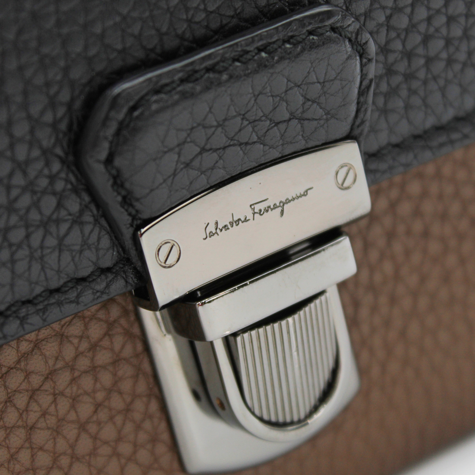 Calf Brown + Black Clutch Bag