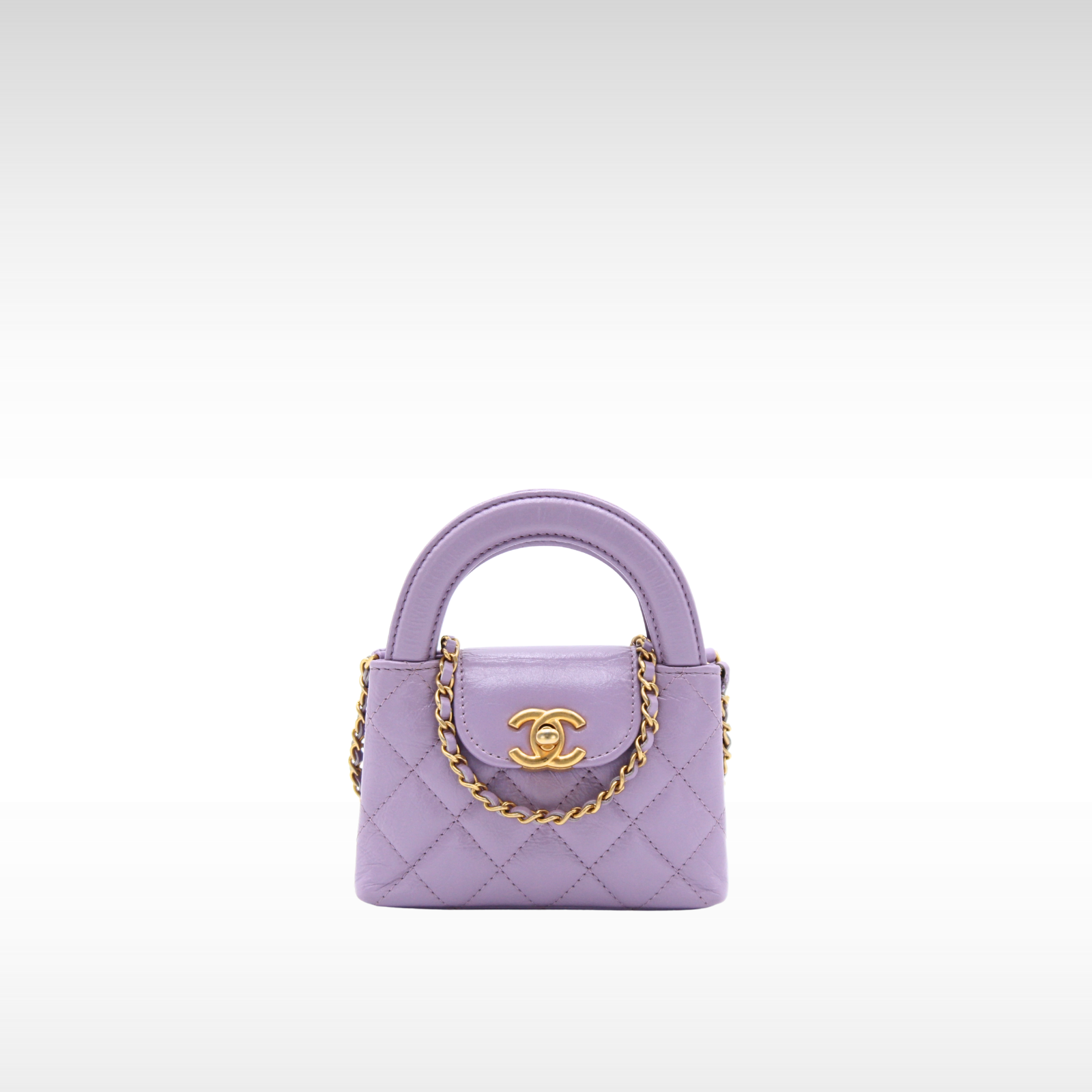 Clutch with Chain Nano Calf Purple Handbag