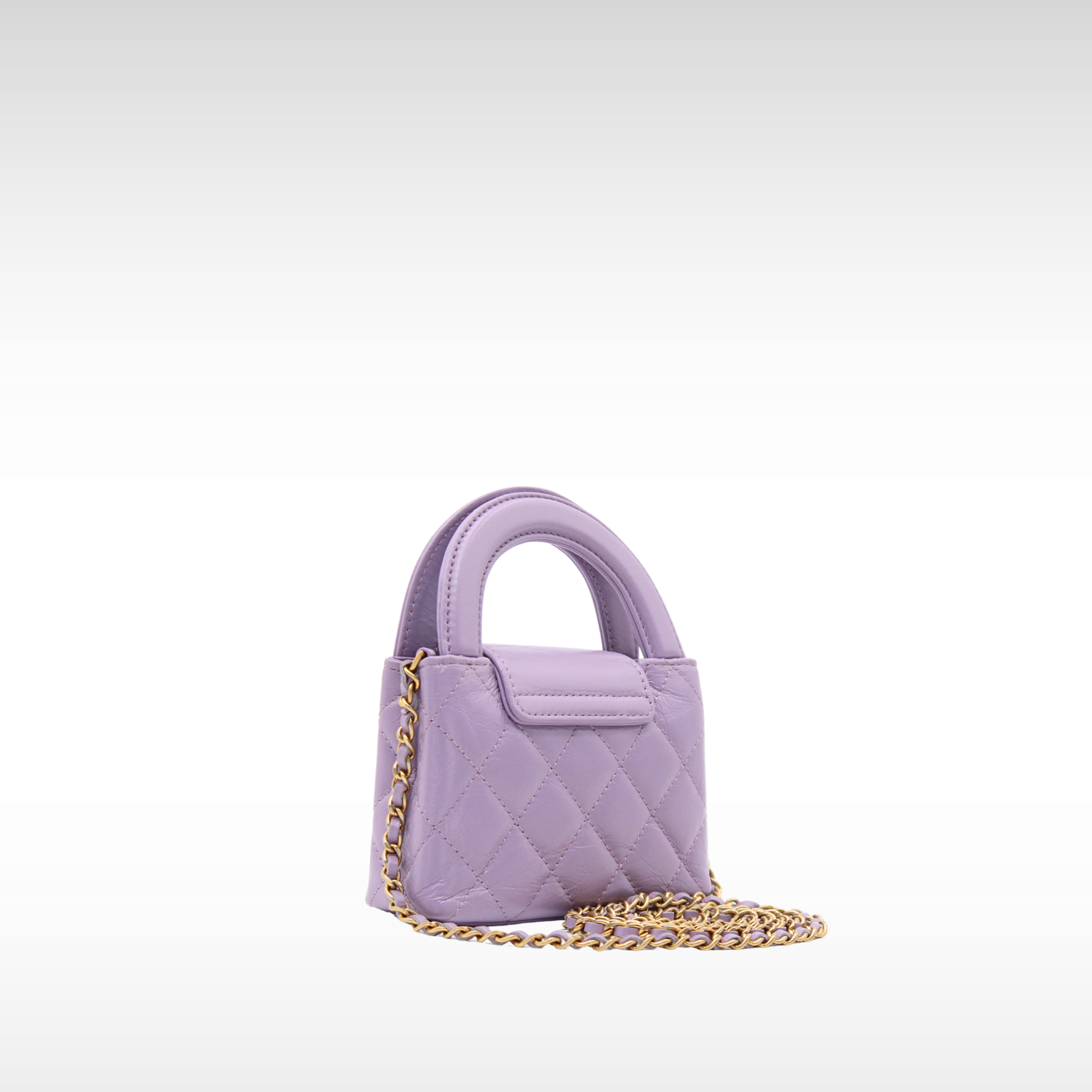 Clutch with Chain Nano Calf Purple Handbag