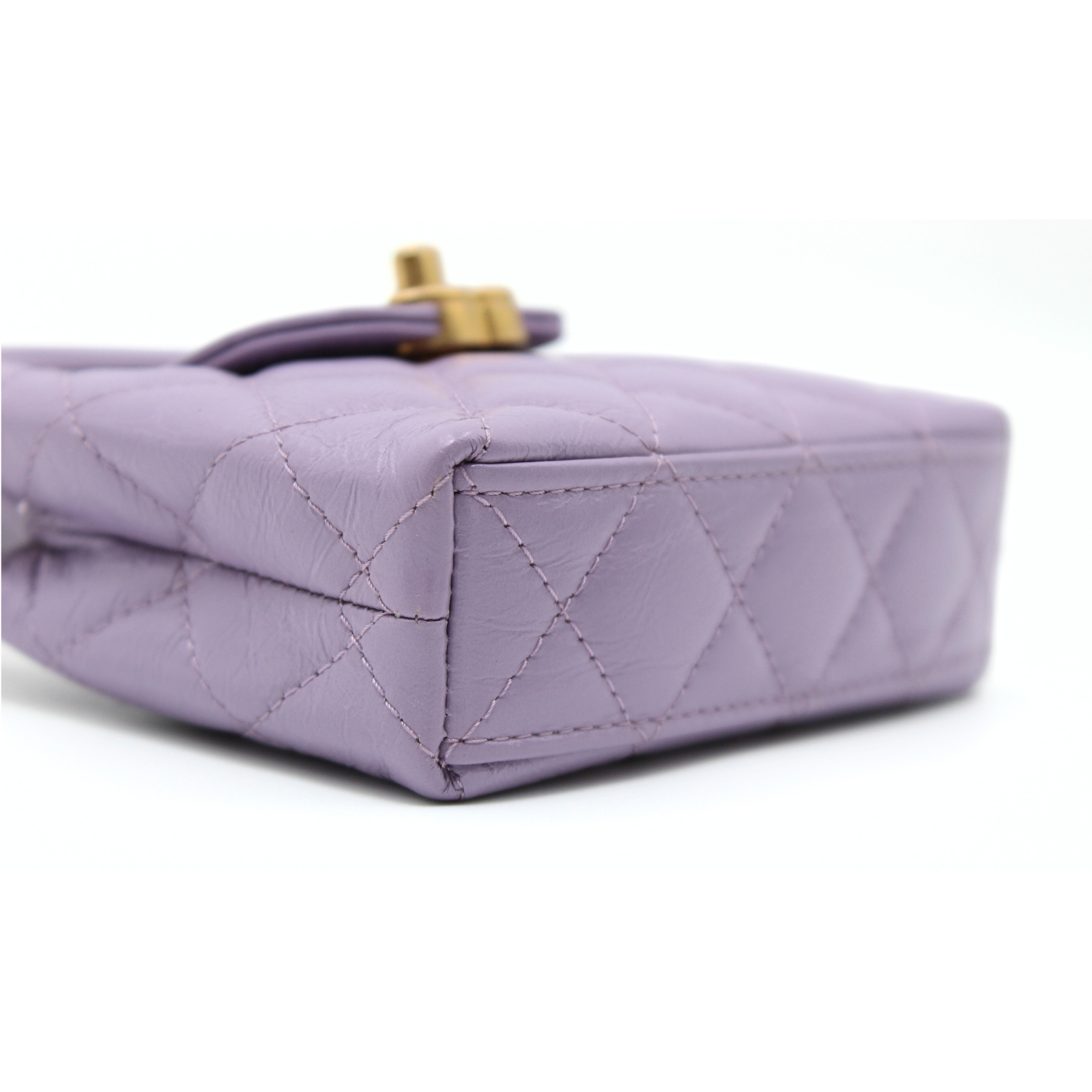 Clutch with Chain Nano Calf Purple Handbag