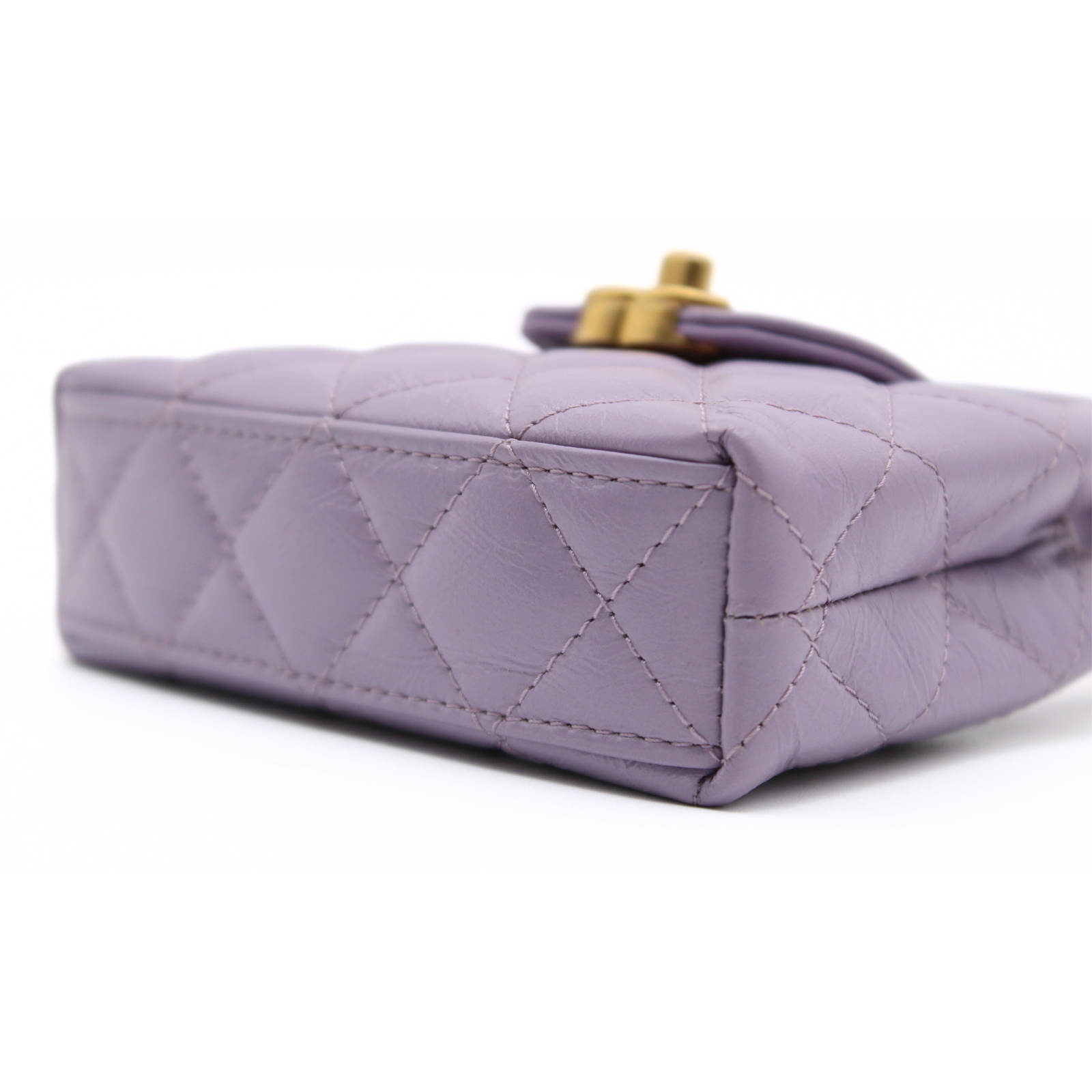 Clutch with Chain Nano Calf Purple Handbag
