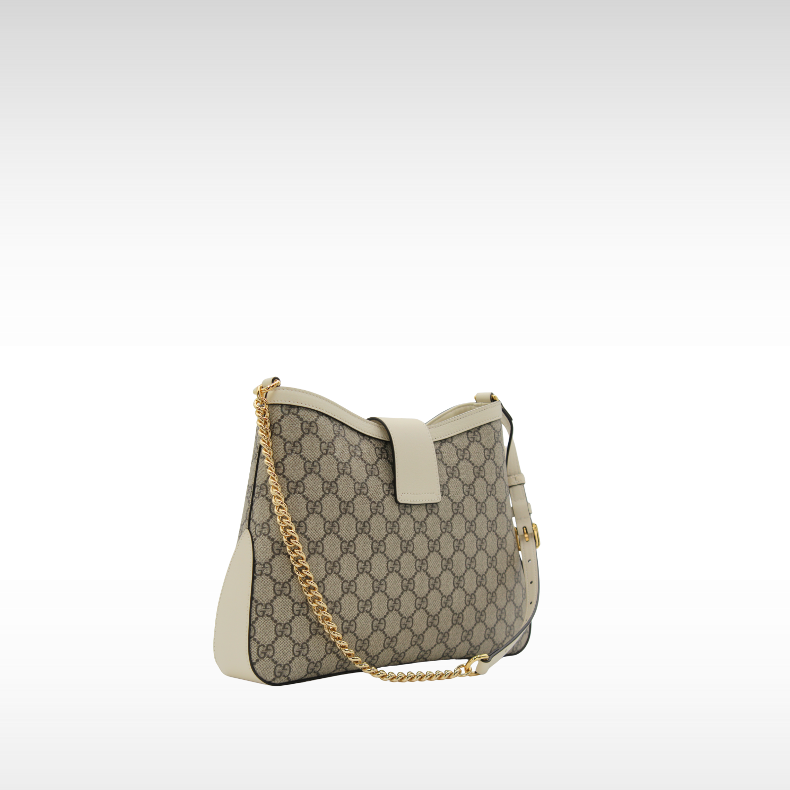 Padlock Coated Canvas Beige Shoulder Bag