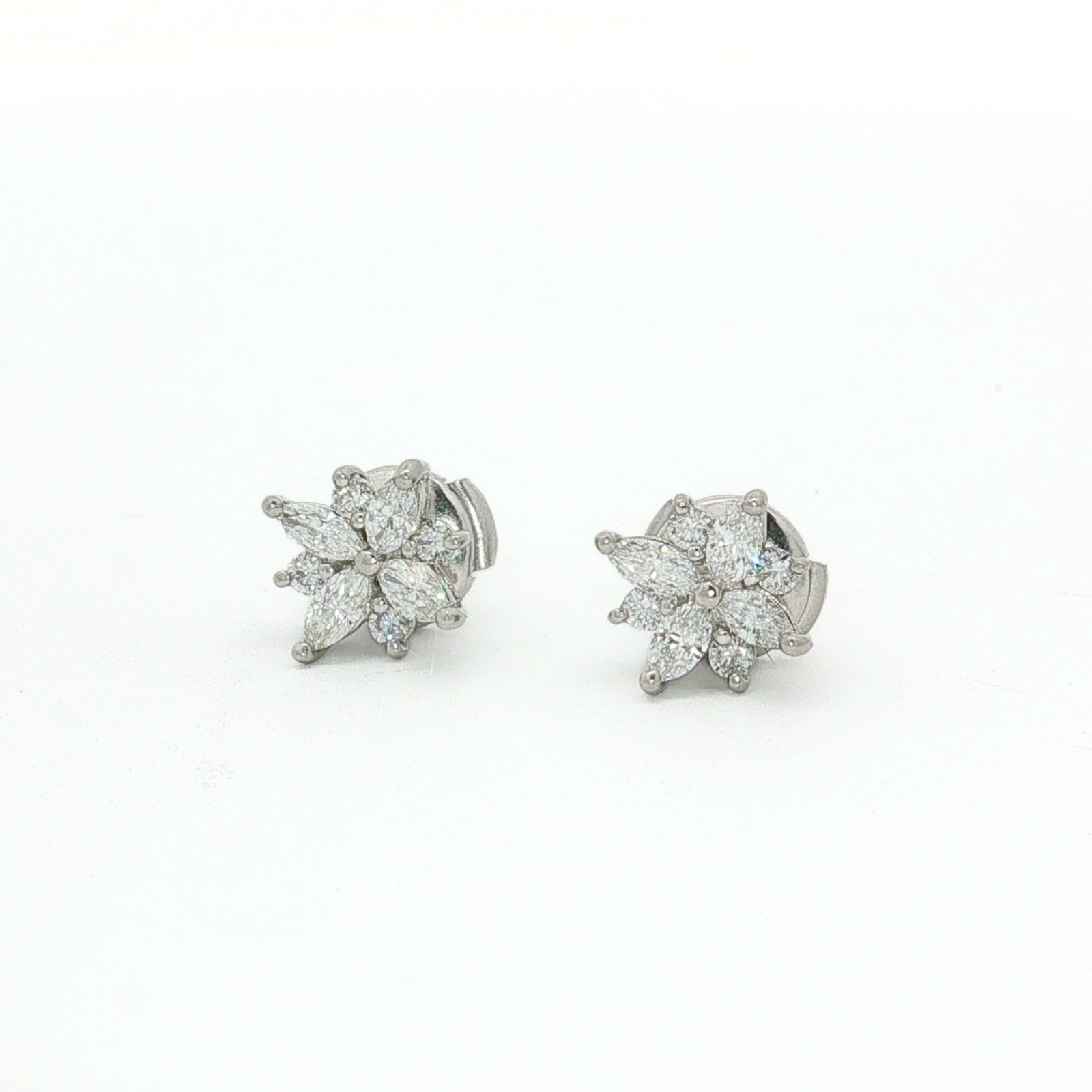 Victoria Cluster Platinum Earrings