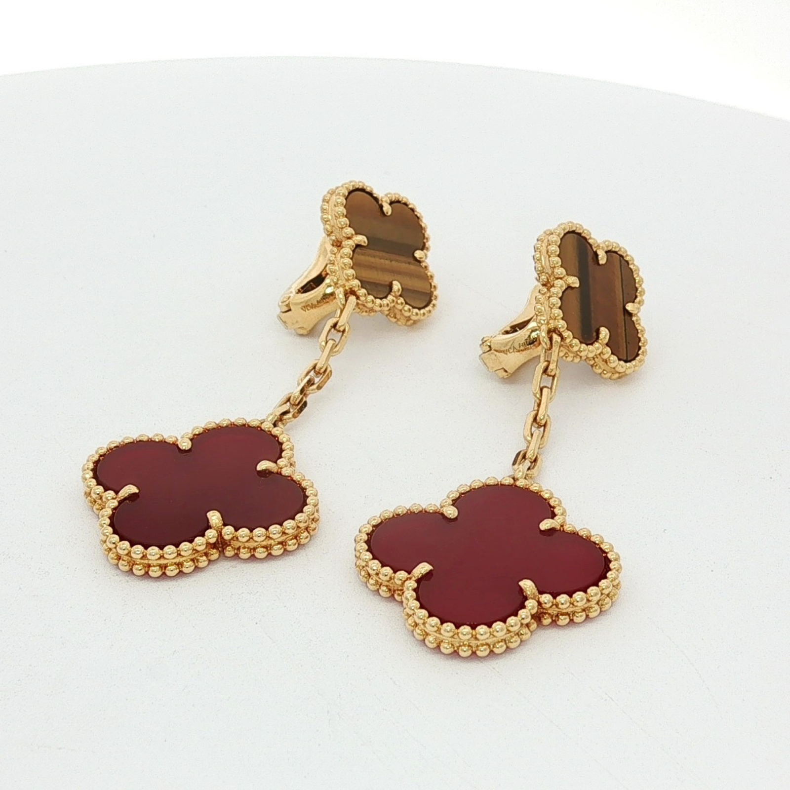 Magic Alhambra Carnelian/Tiger's Eye Earrings