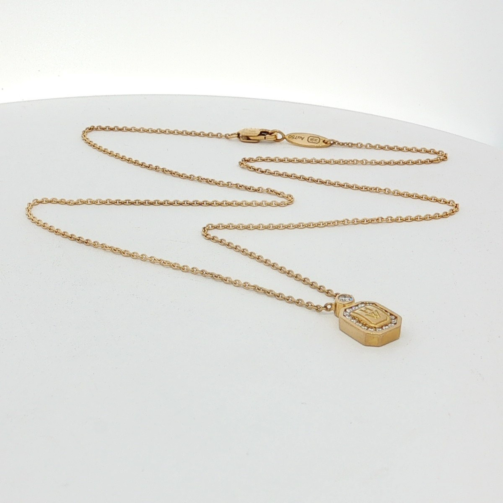 Logo Pendant Yellow Gold Necklace