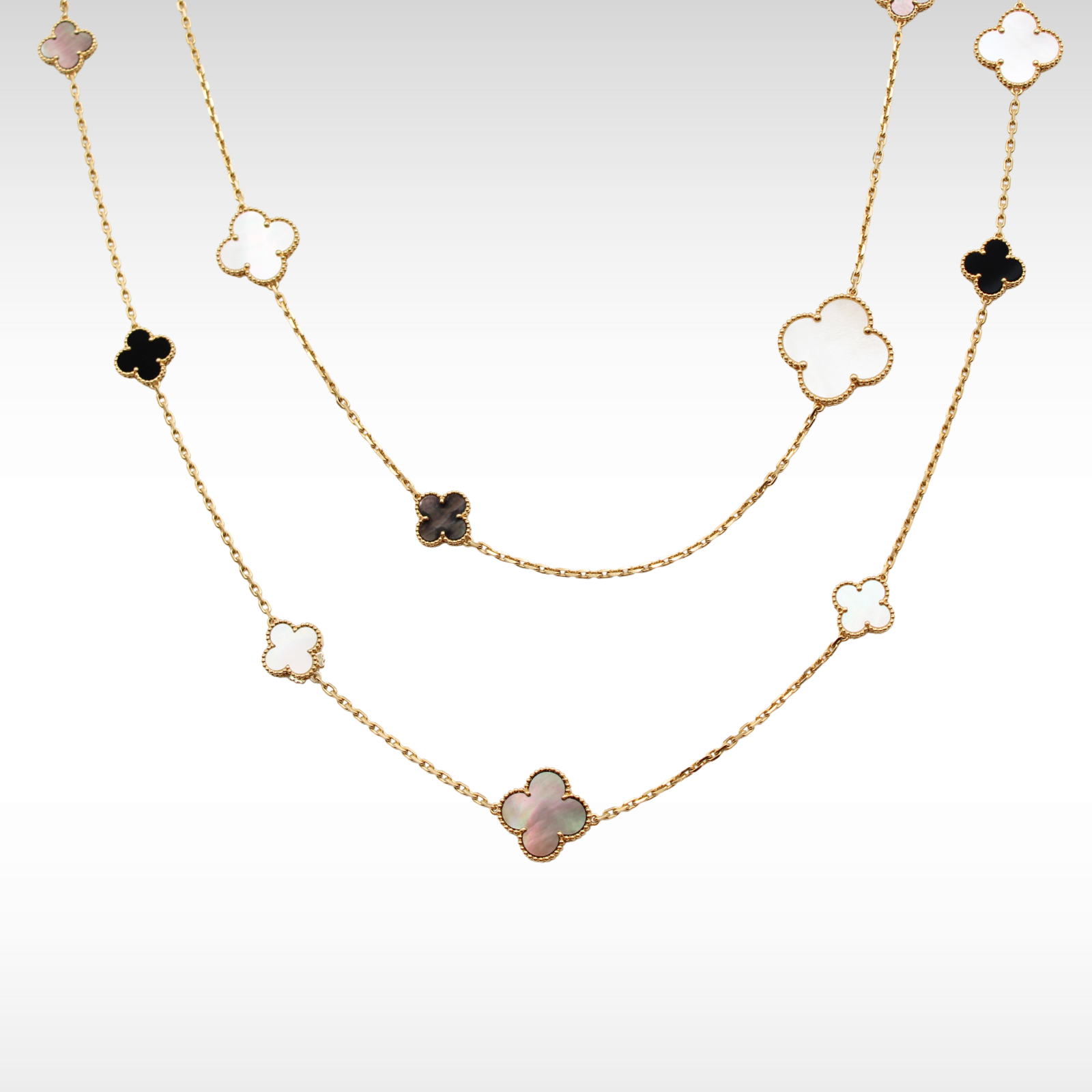 Magic Alhambra Onyx Mother of Pearl Necklace
