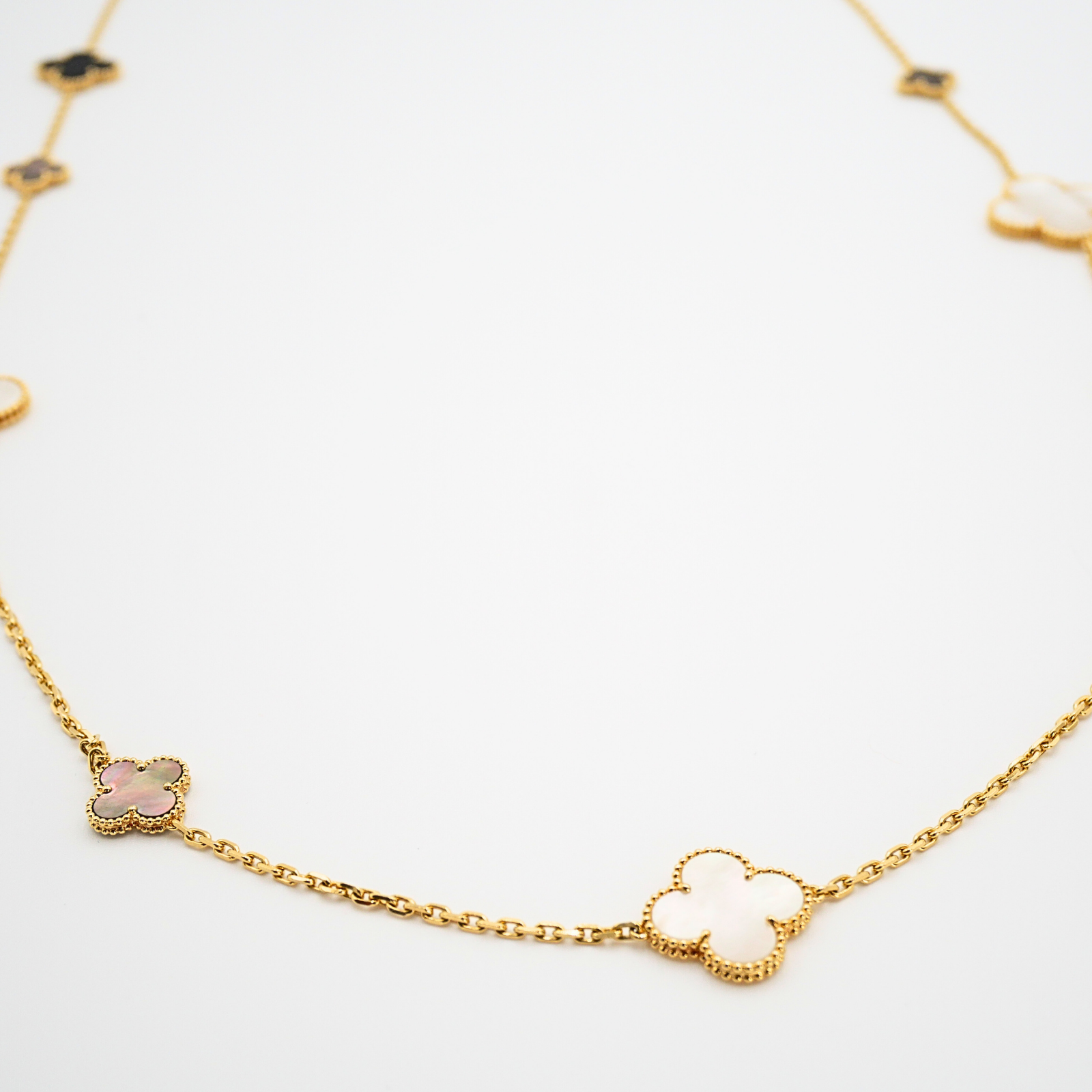 Magic Alhambra Onyx Mother of Pearl Necklace