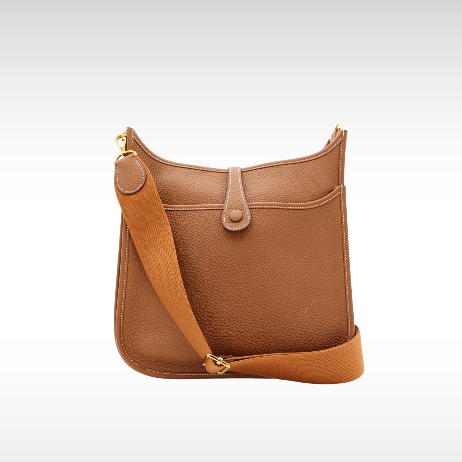 Evelyne 3 PM Taurillon Clemence Gold Crossbody Bag