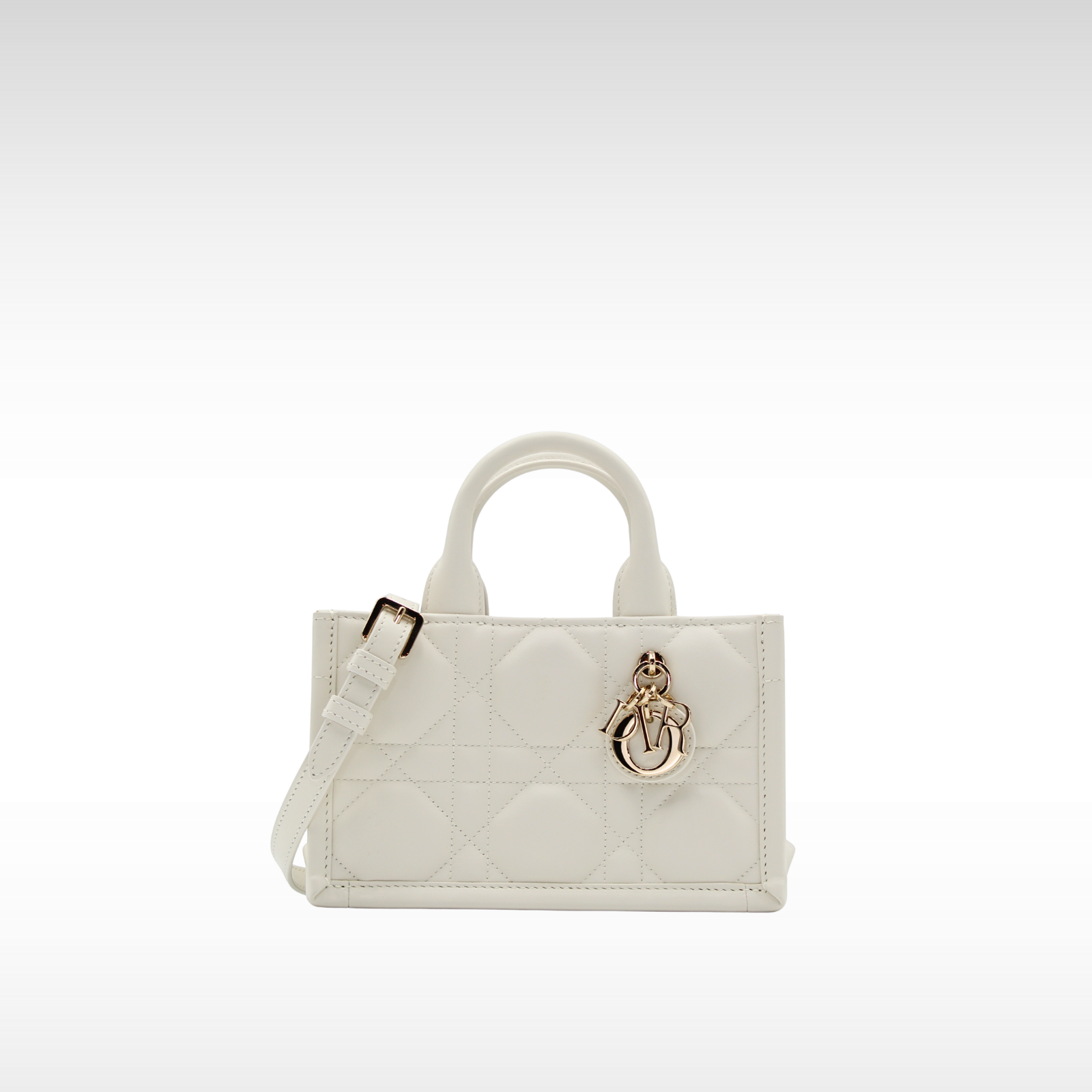 Book Tote Mini Macrocannage Calf White Handbag