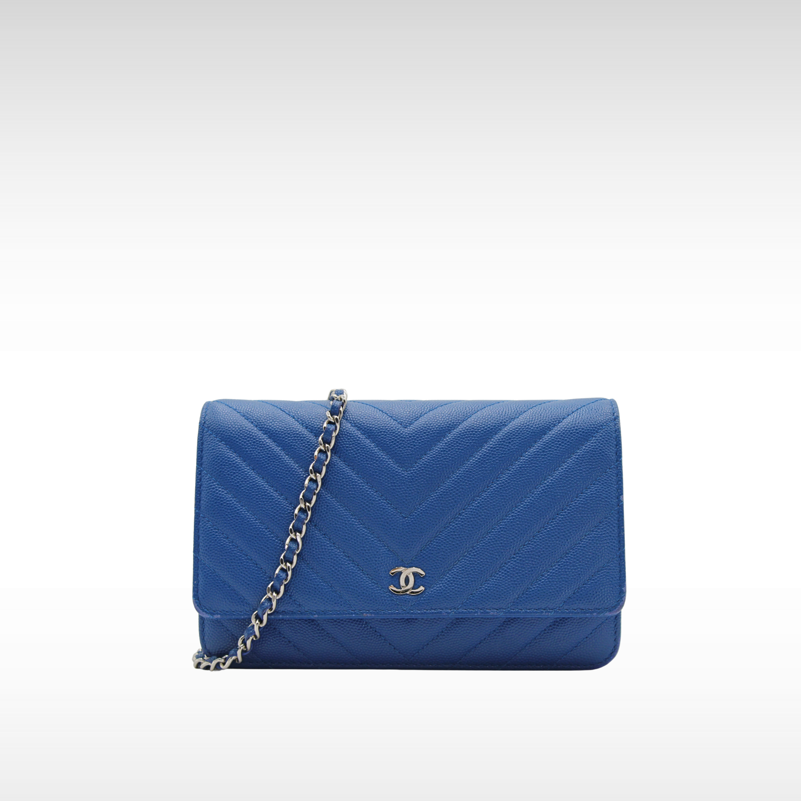 Timeless Classic Caviar Blue Wallet On Chain