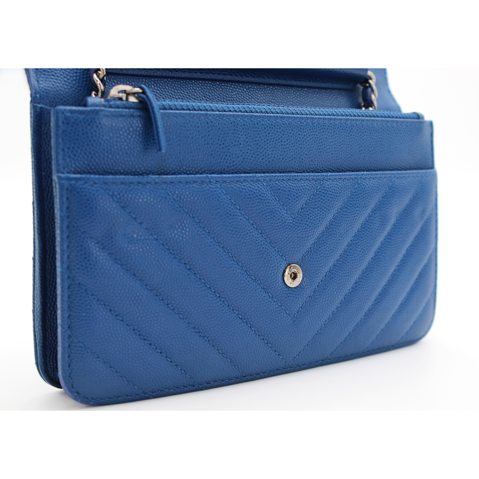 Timeless Classic Caviar Blue Wallet On Chain