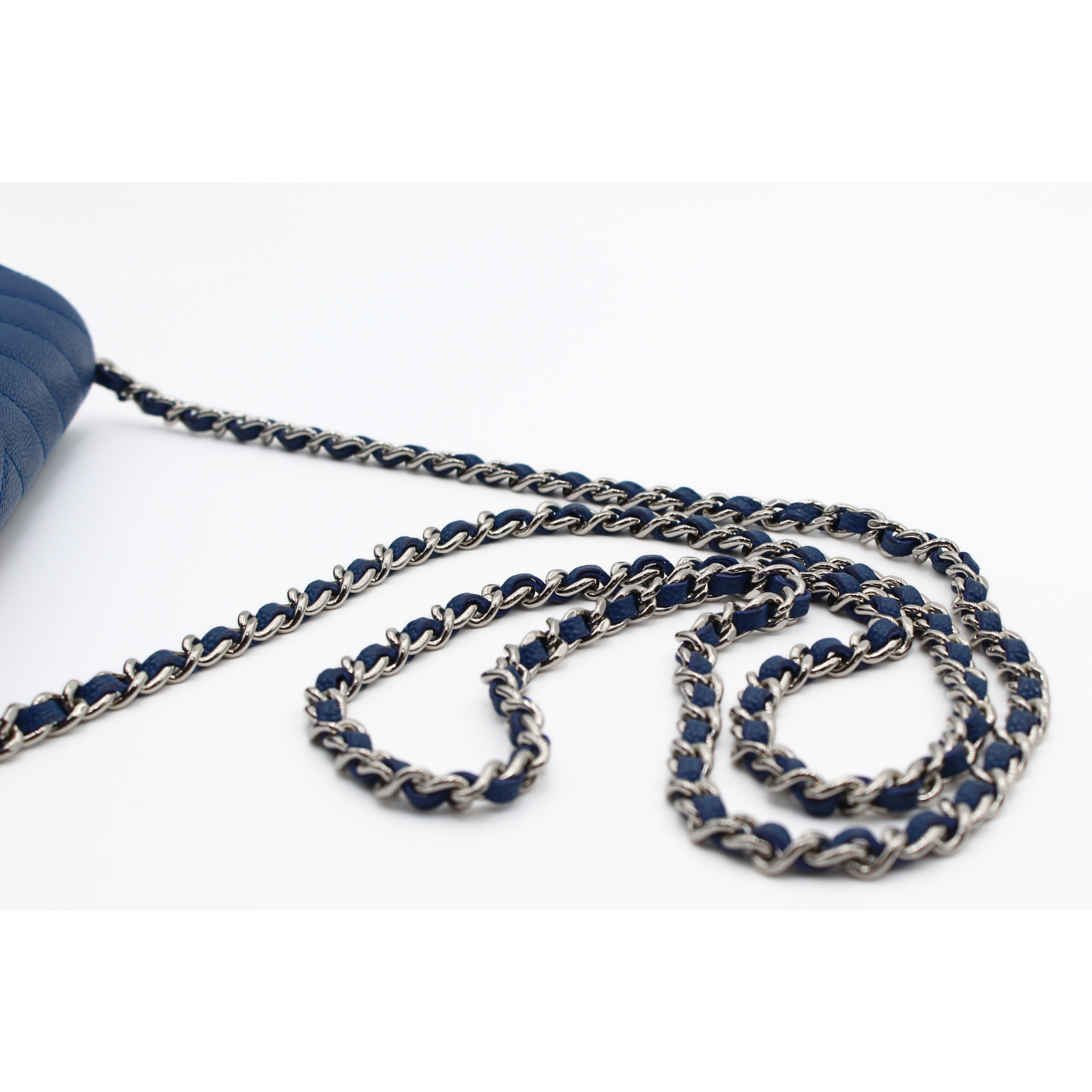 Timeless Classic Caviar Blue Wallet On Chain