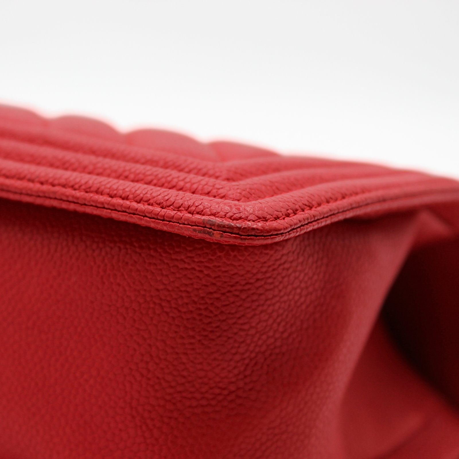 Boy Chanel Caviar Red Shoulder Bag