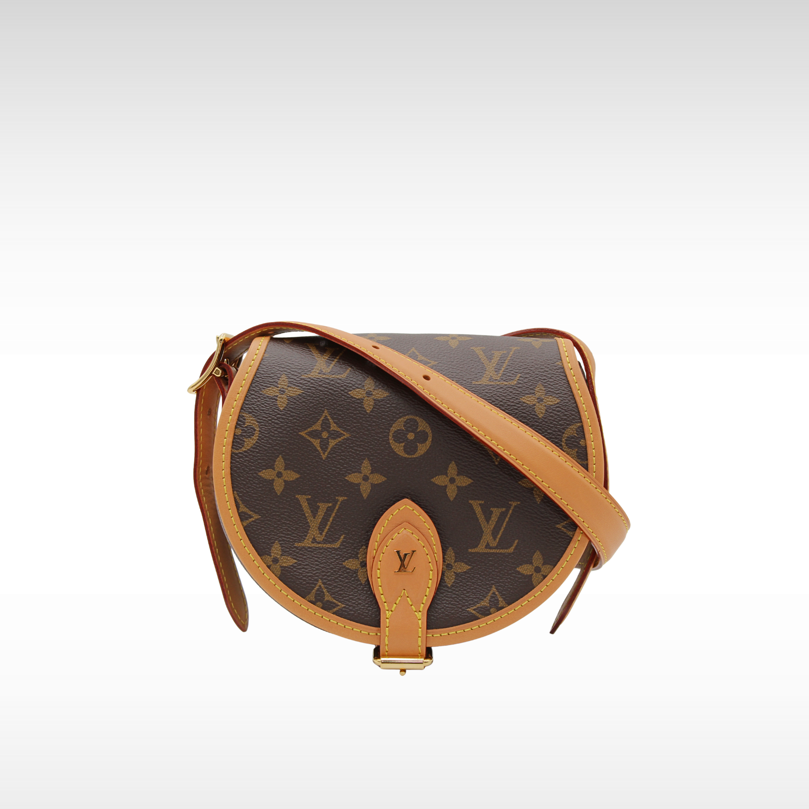Tambourin Monogram Coated Canvas Marron Cross Body Bag