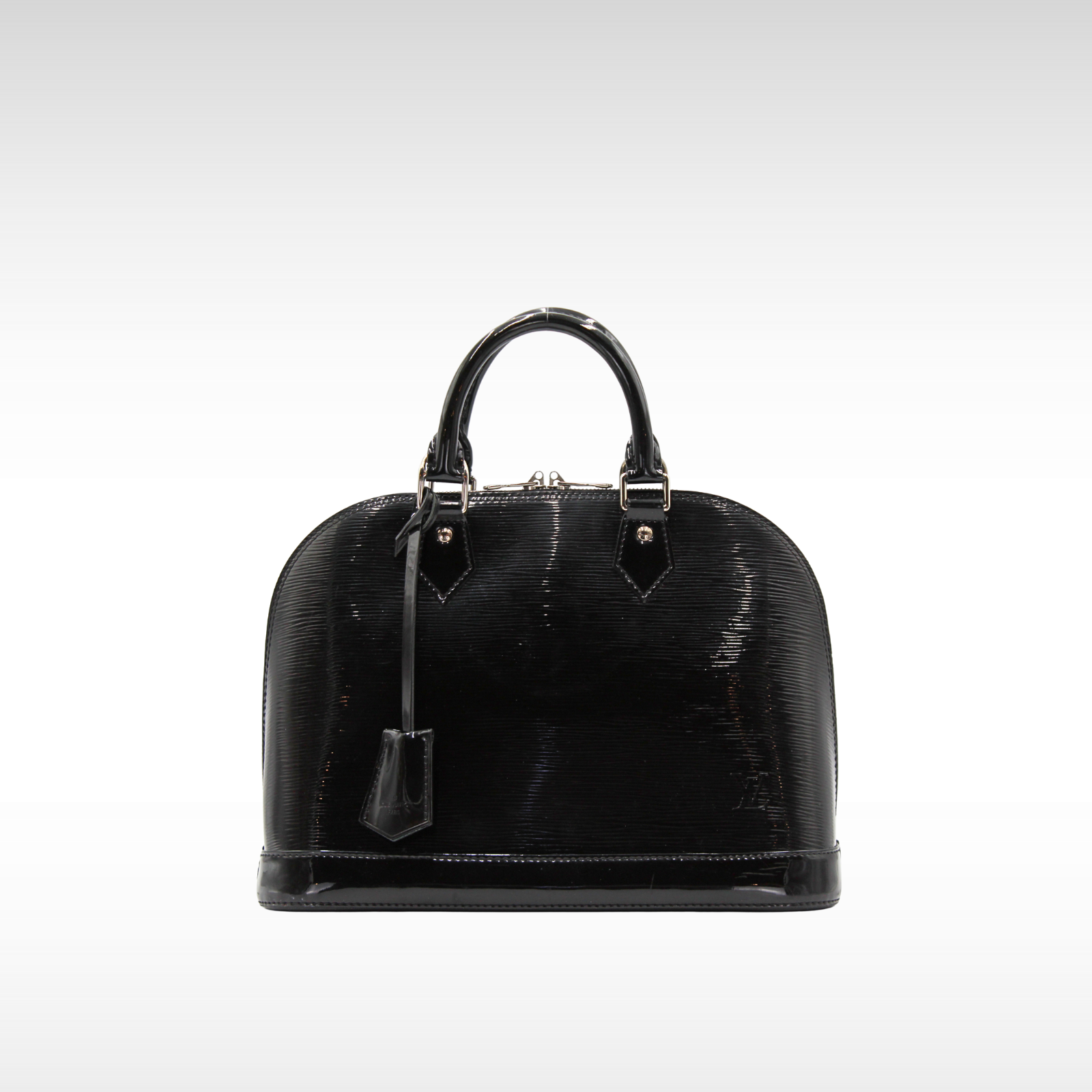 Alma PM Epi Electric Enamel Black Hand Bag