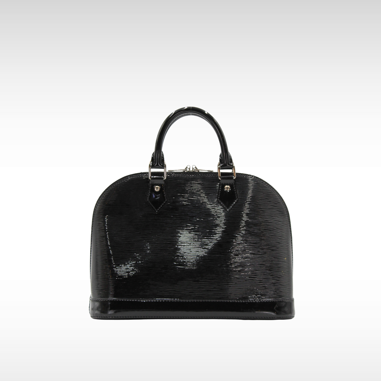Alma PM Epi Electric Enamel Black Hand Bag