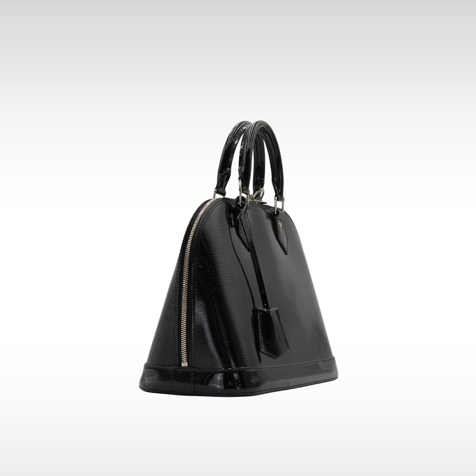 Alma PM Epi Electric Enamel Black Hand Bag