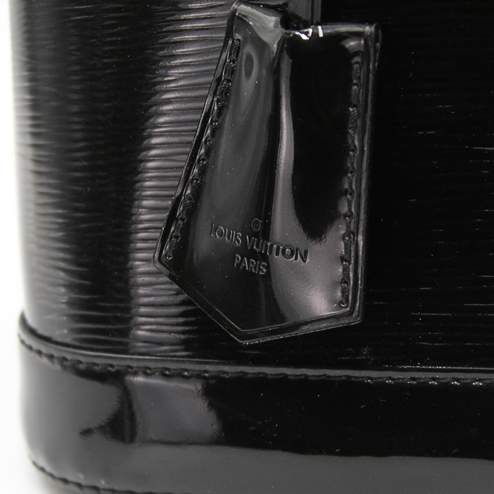 Alma PM Epi Electric Enamel Black Hand Bag