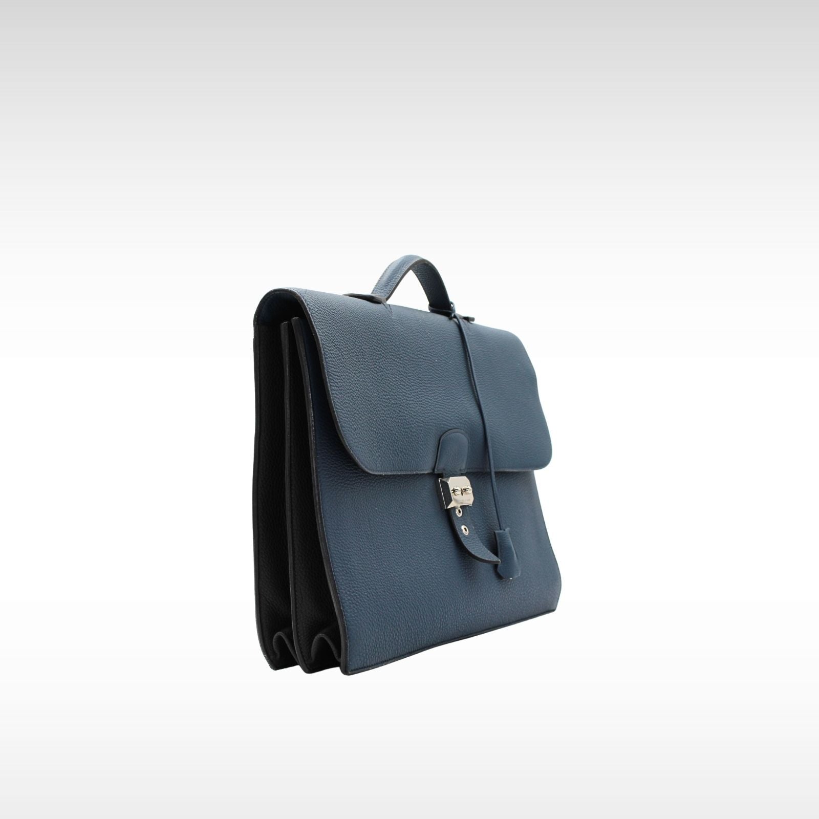 Sac A Depeches Multipocket 38-2 Togo Blue De Prusse+Black Briefcase