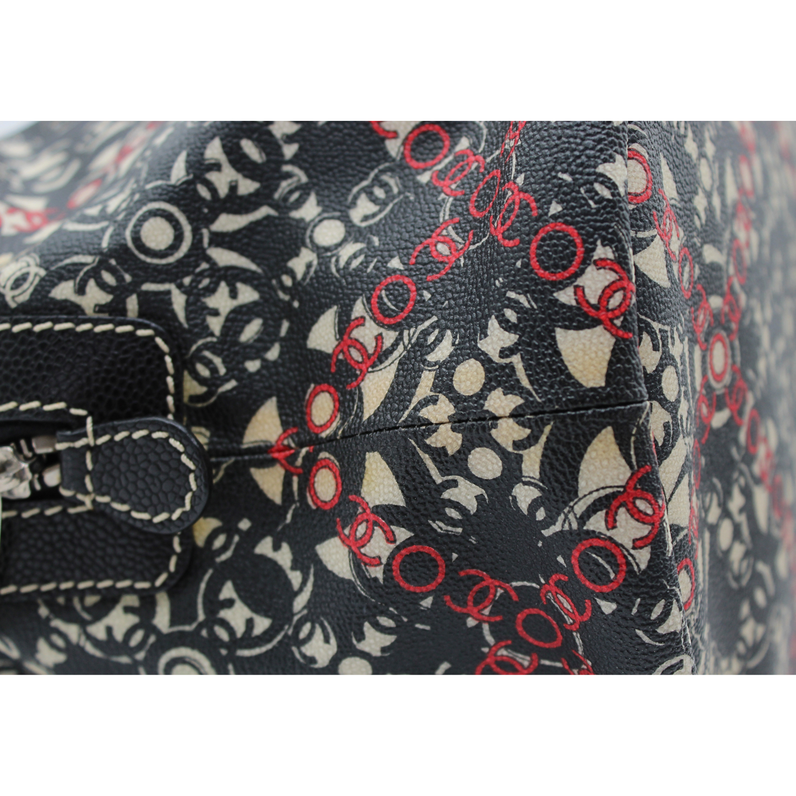 Black Coated Canvas Hand Bag