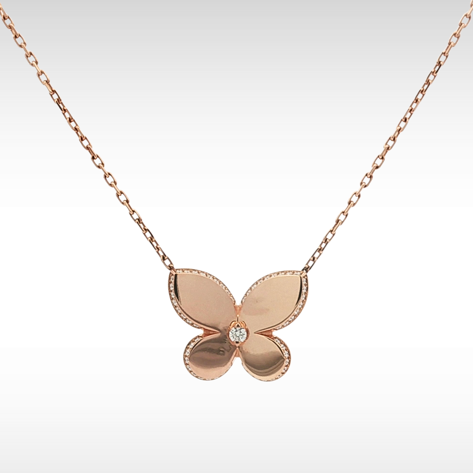 Butterfly 1P Diamond Necklace Rose Gold