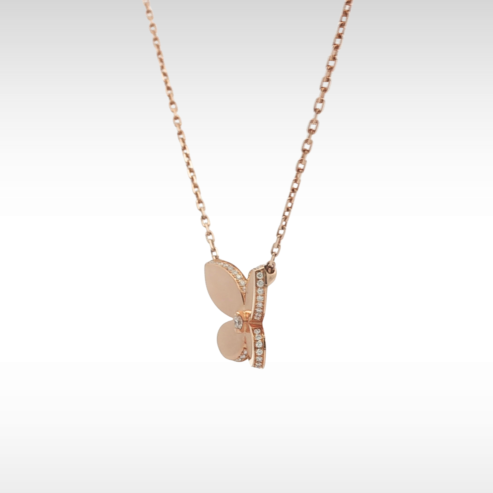 Butterfly 1P Diamond Necklace Rose Gold