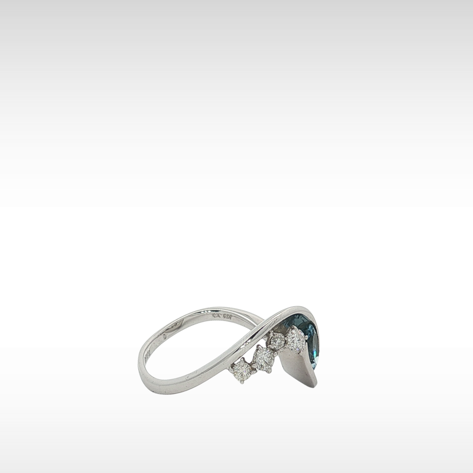 Aquamarine Diamond Ring White Gold 6.5