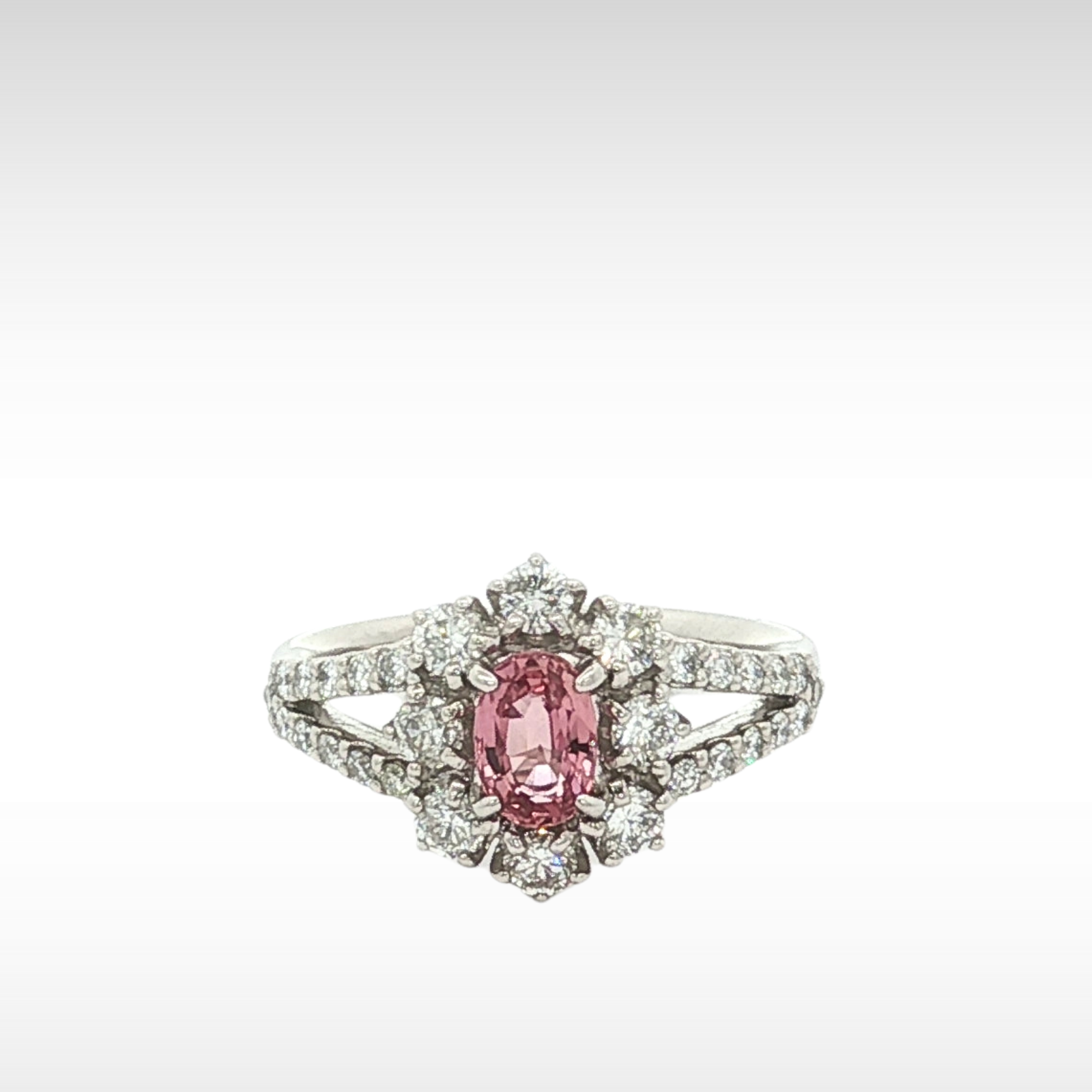 Pink Sapphire Diamond PT900 Ring 6