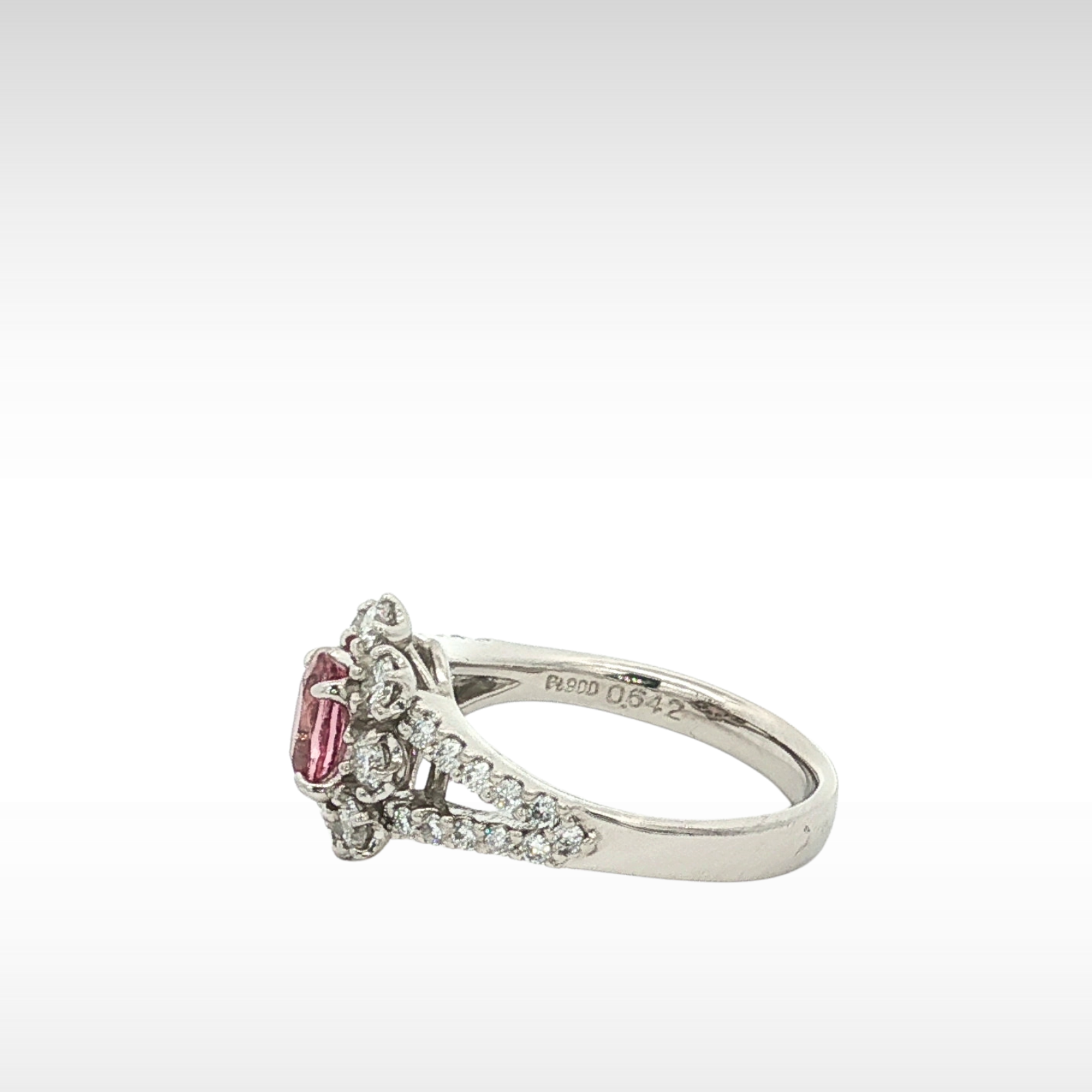 Pink Sapphire Diamond PT900 Ring 6