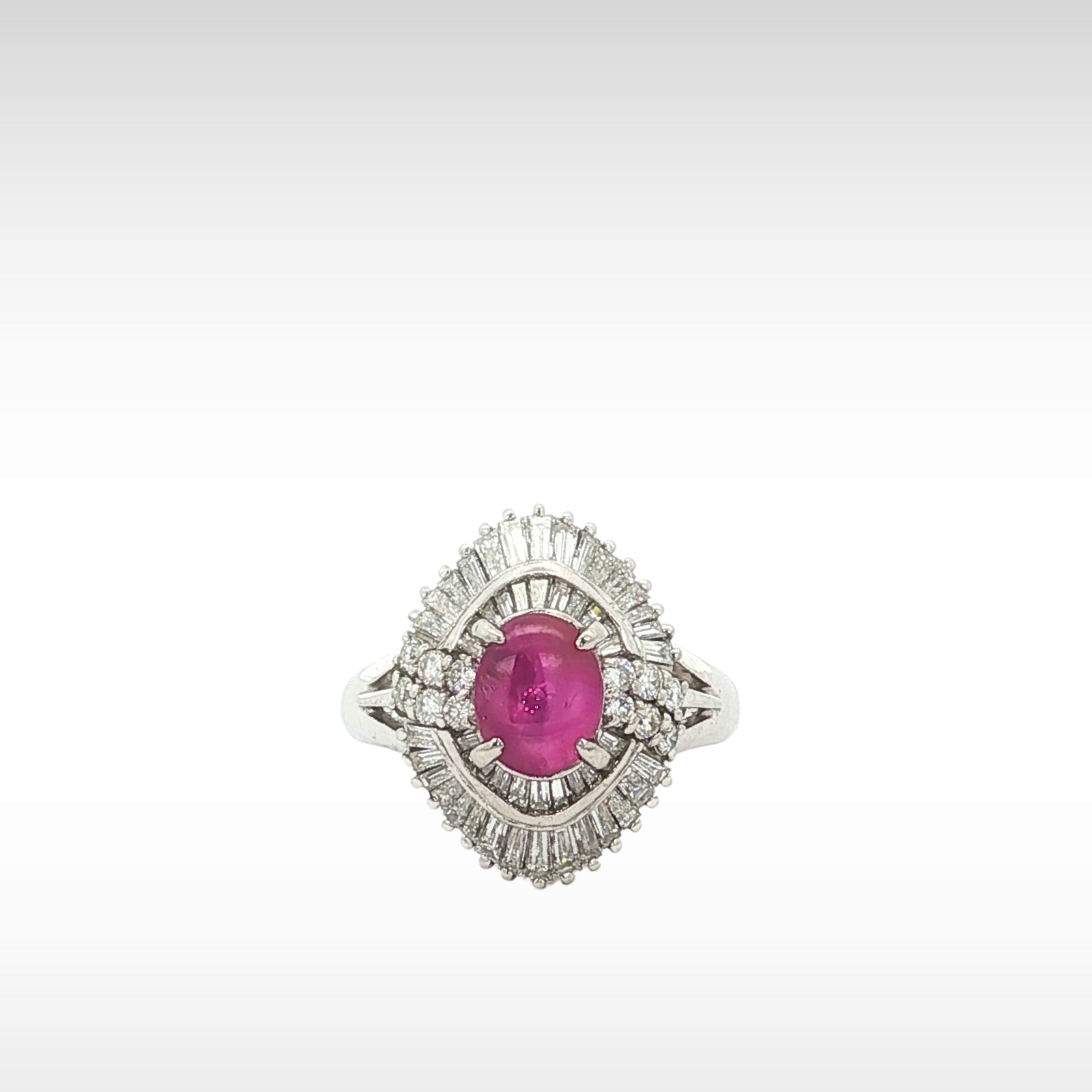 Star Sapphire Diamond PT900 Ring 5.5
