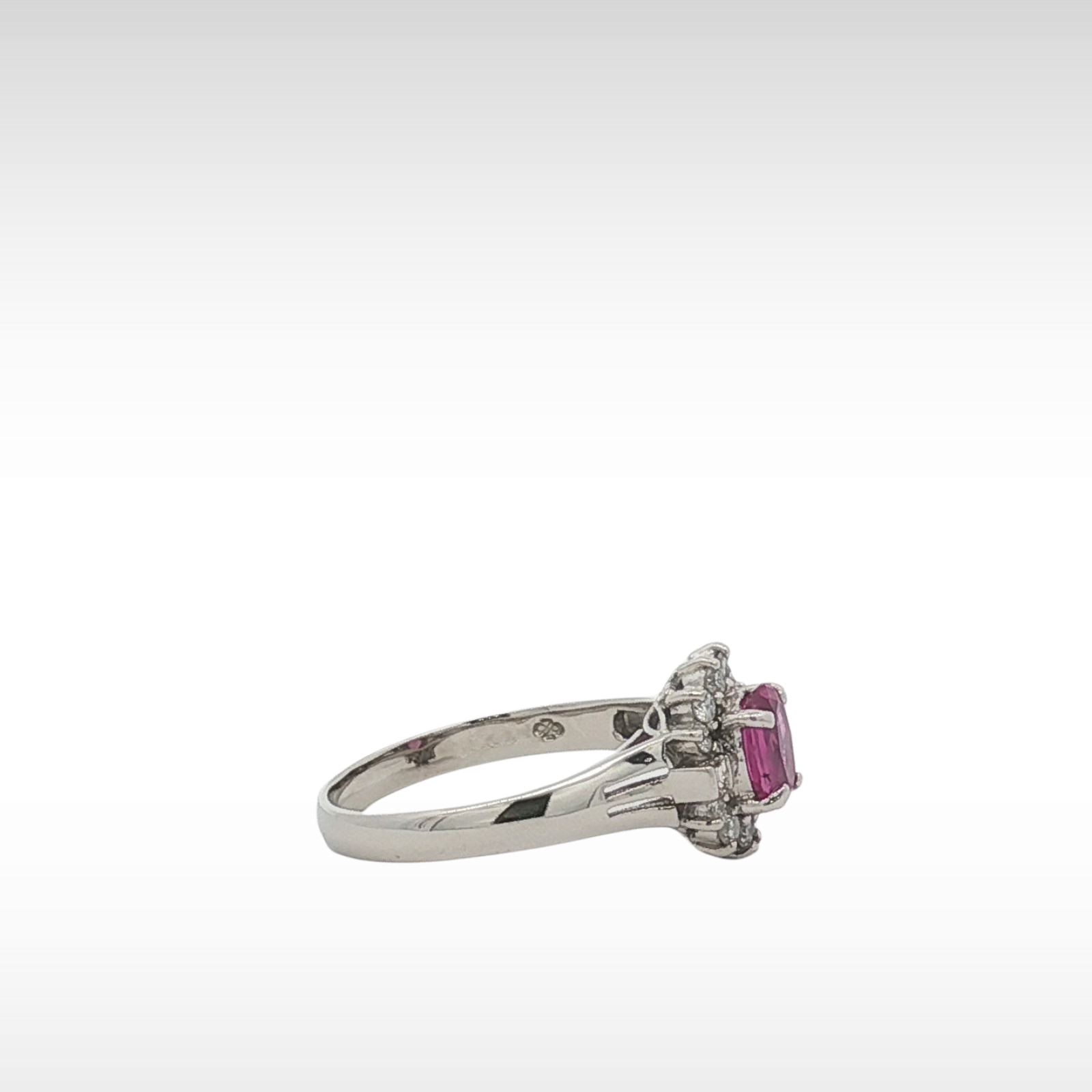 Pink Sapphire Diamond PT Ring 5.75