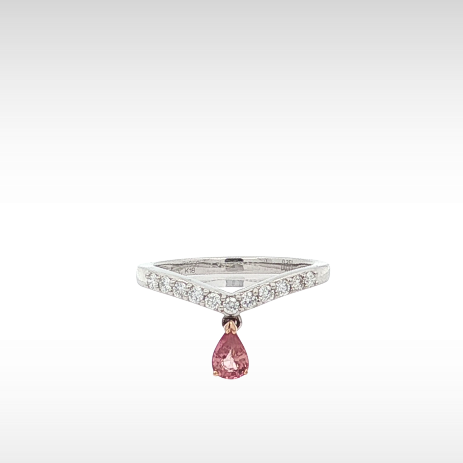 Pink Sapphire Diamond PT&K18 Ring 5.75