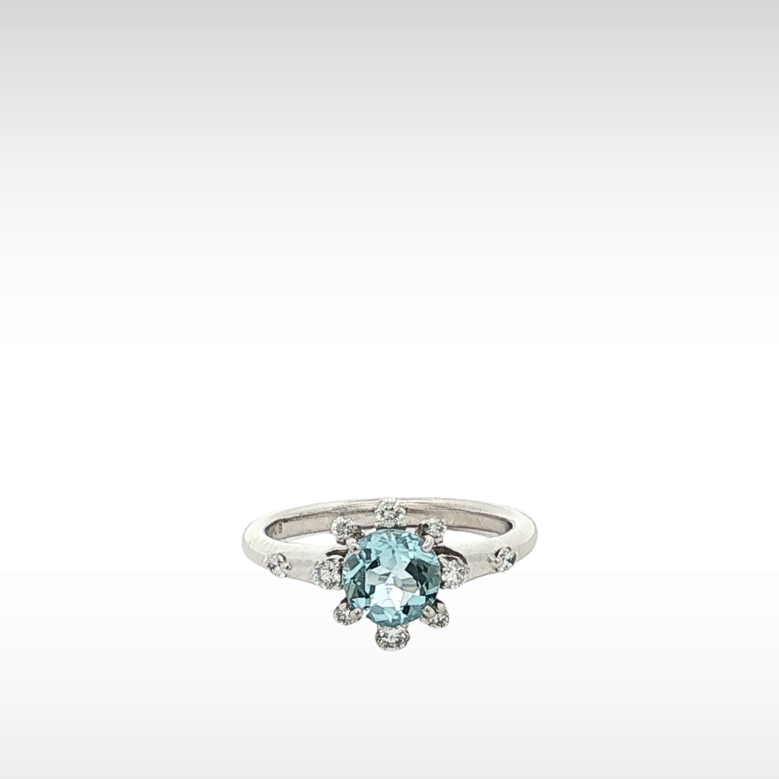 Aquamarine Diamond White Gold Ring 5.25