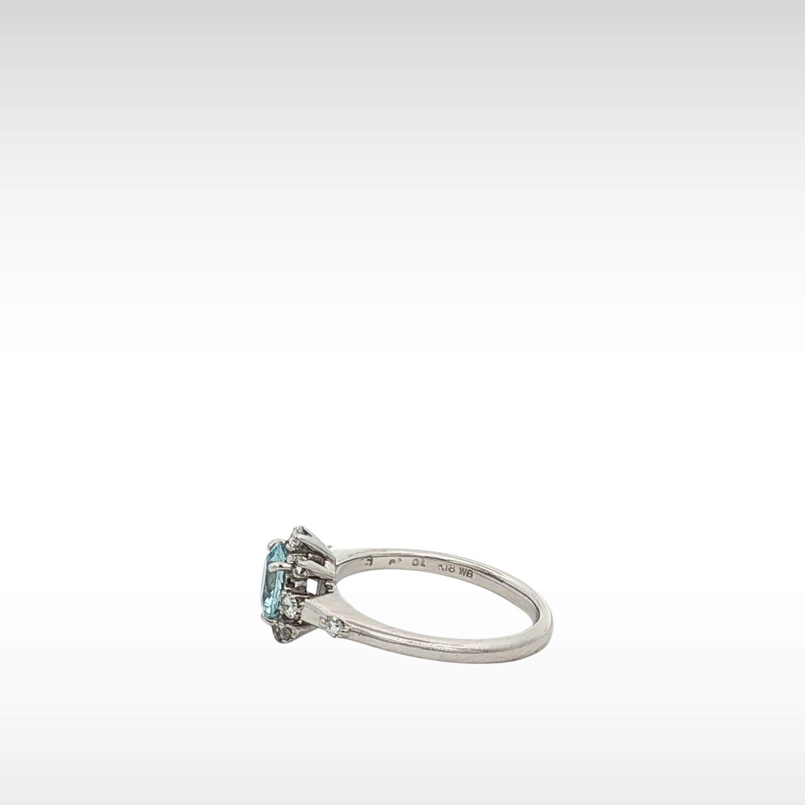 Aquamarine Diamond White Gold Ring 5.25