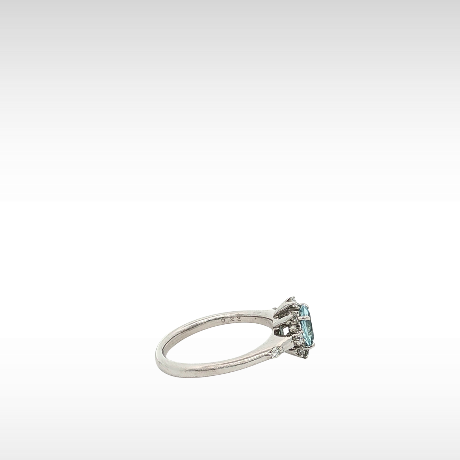 Aquamarine Diamond White Gold Ring 5.25