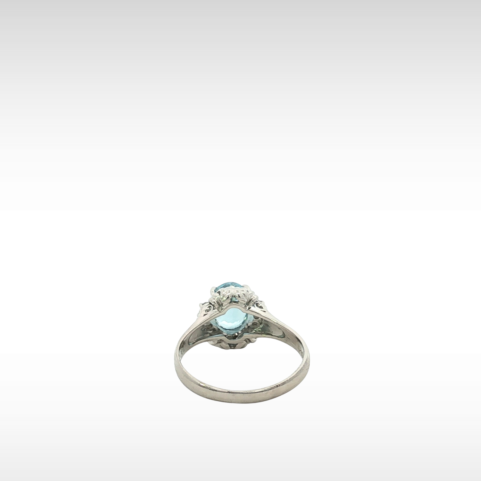 Aquamarine Diamond Platinum Ring 7.25
